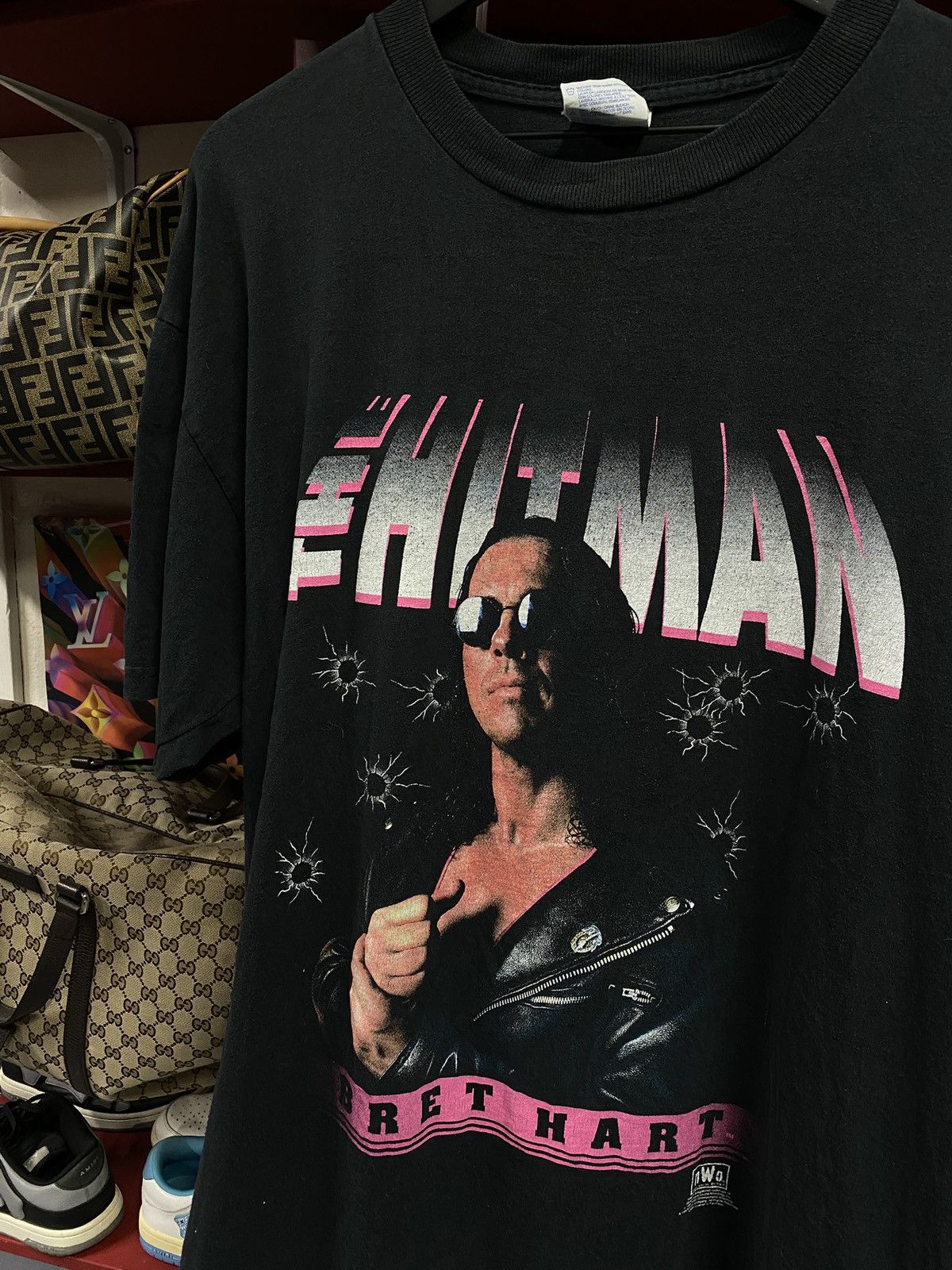 Vintage Vintage 1998 NWO Bret Hart The Hitman Tee Shirt XLarge Size US XL / EU 56 / 4 - 4 Thumbnail