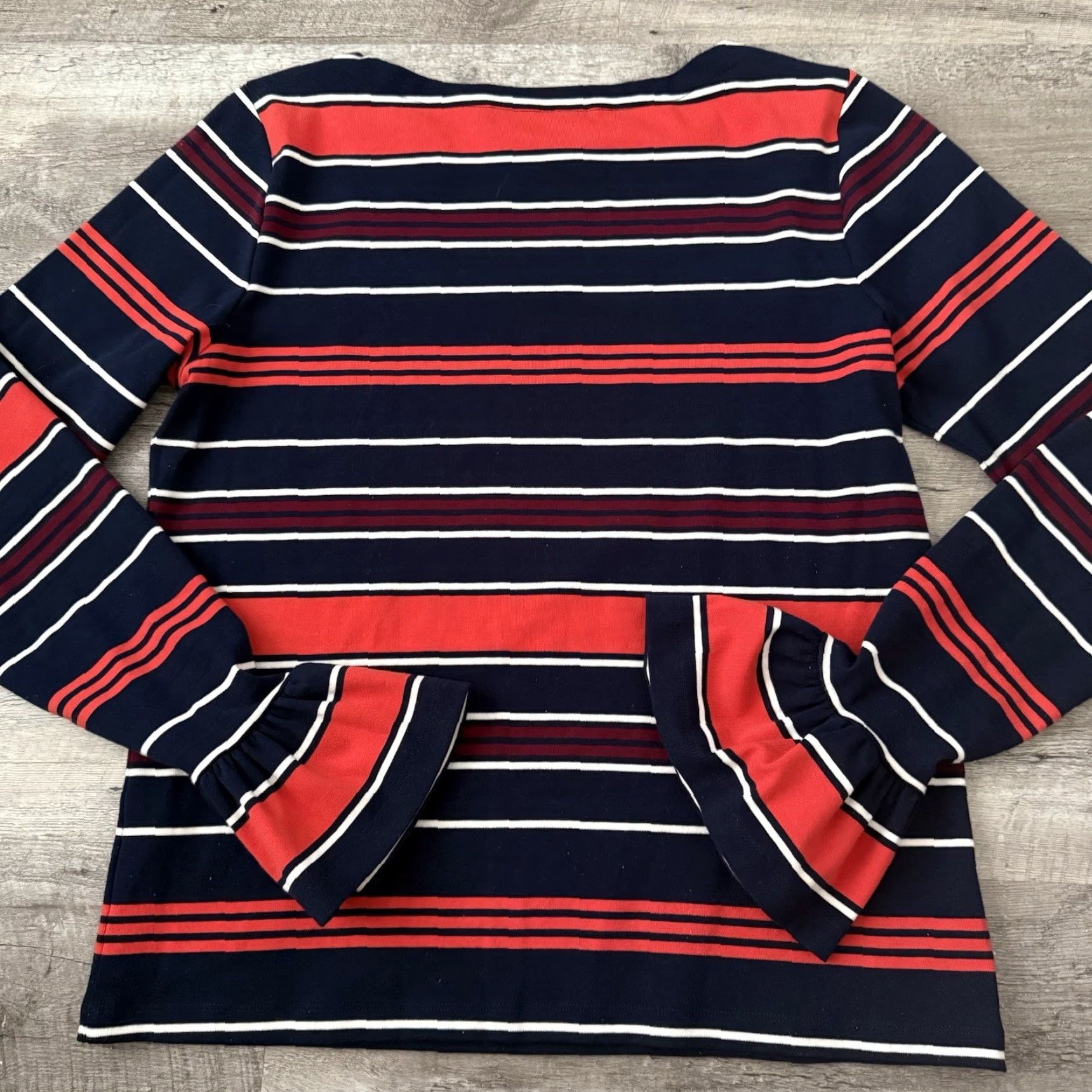 Ralph Lauren Lauren Ralph Lauren Stripe Bell Cuff Top Womens XL Blue Coral Boat Neck Shirt Blouse Size XL / US 12-14 / IT 48-50 - 5 Thumbnail