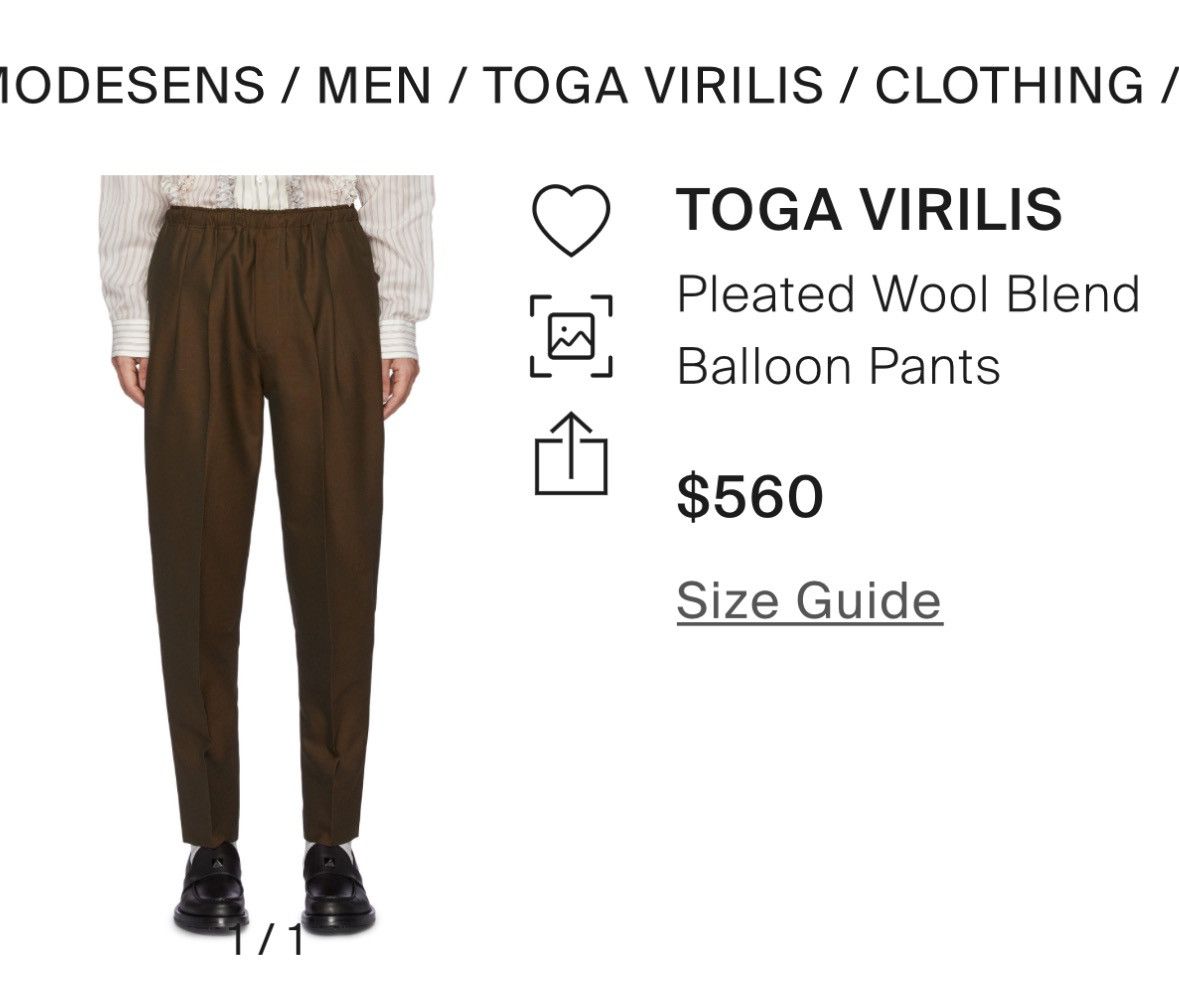 Toga Toga Pleated Wool Blend Balloon Pants Size US 28 / EU 44 - 3 Thumbnail