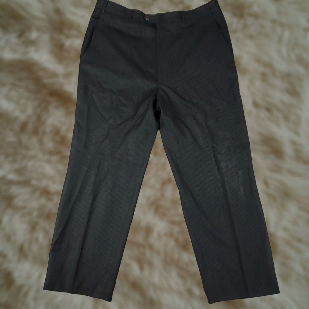 Zanella Zanella Pants Mens 36x28 Gray Wool Flat Front Trousers Chino Dress Pants Regular Slim Straight Front Rise Mid 10-12in Ironed Spots Vintage No Size US 36 / EU 52 - 1 Thumbnail