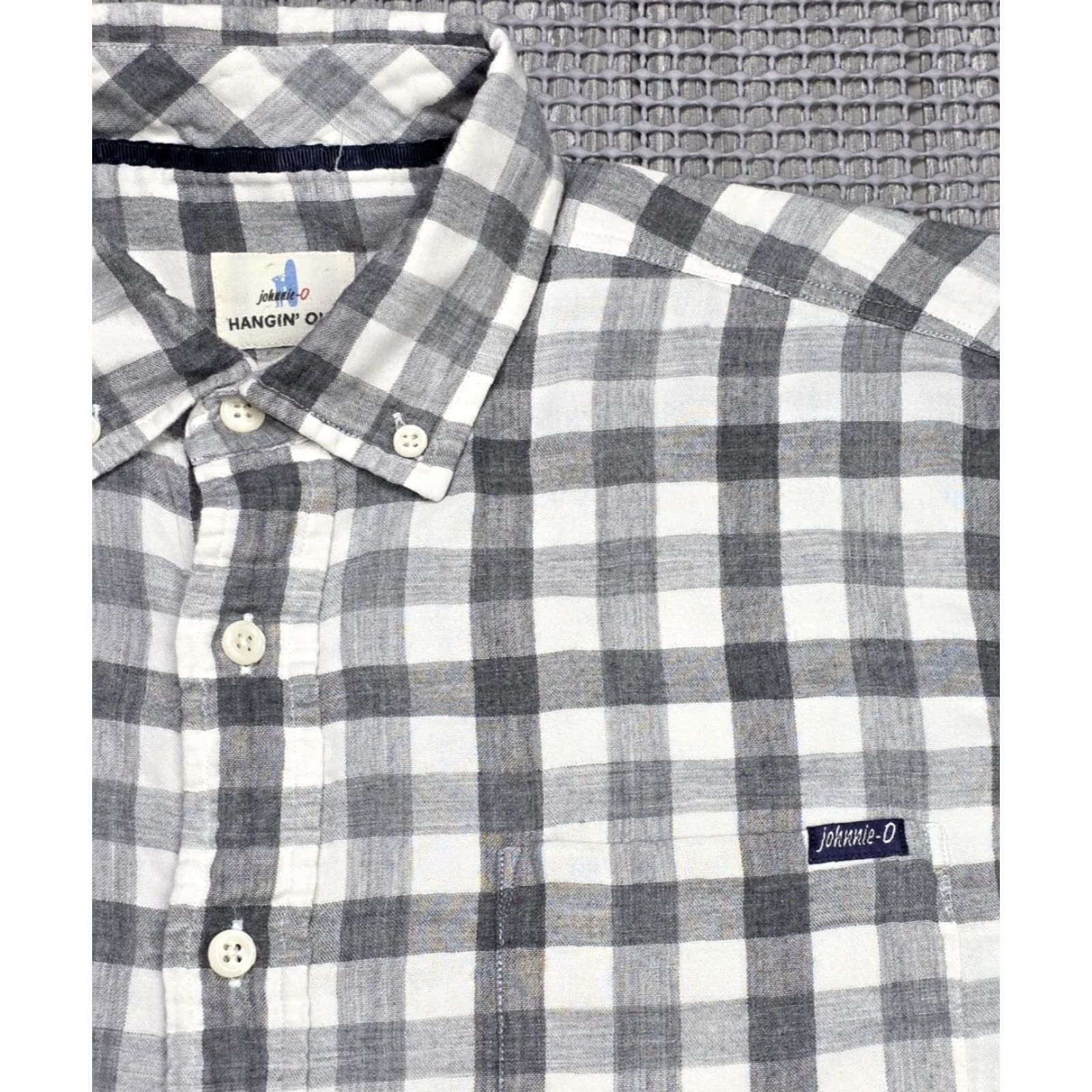 johnnie-O johnnie-O Hangin Out Shirt Button-Up Gray Check Long Sleeve M Mens Shirts Size US M / EU 48-50 / 2 - 3 Thumbnail