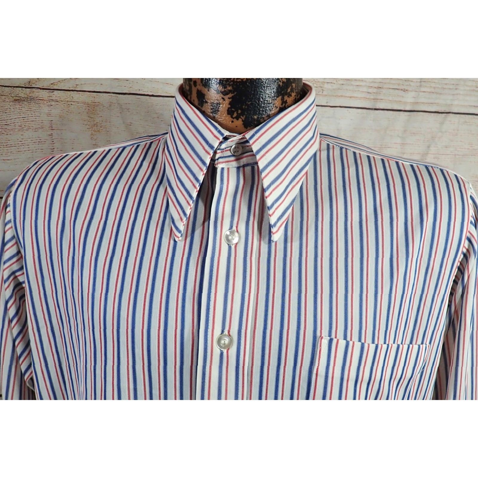 MCM Vintage 60's 70's Rockabilly Disco shirt shirt Vintage Rockabilly MCM M White Blue Red Stripe AOP Mens 5 6? Size US M / EU 48-50 / 2 - 2 Thumbnail