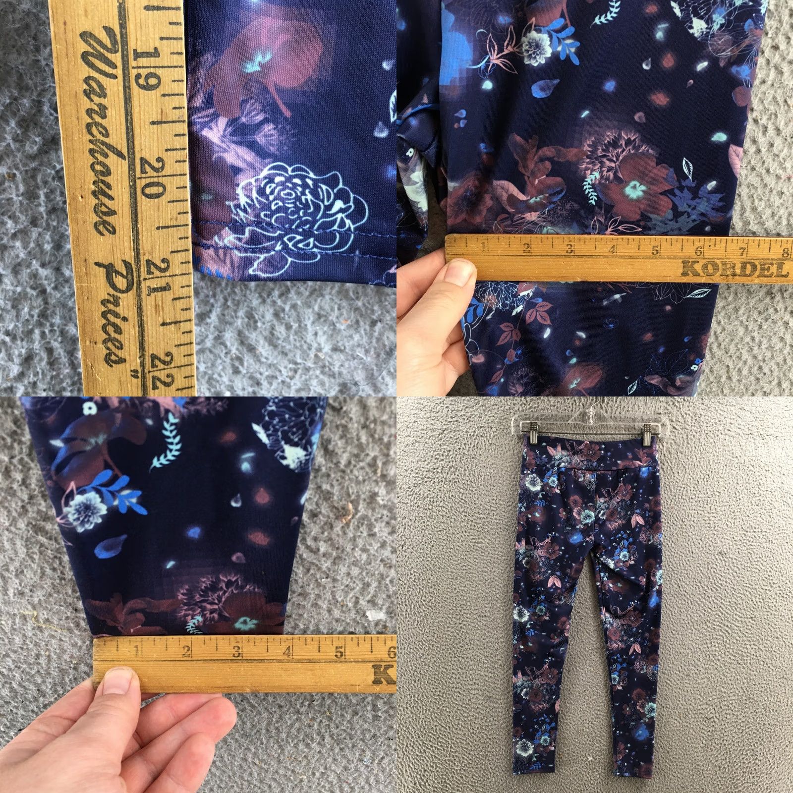 Converse Converse Leggings Womens Medium Navy Floral Print Stretch Athletic Activewear Size 32" / US 10 / IT 46 - 8 Thumbnail
