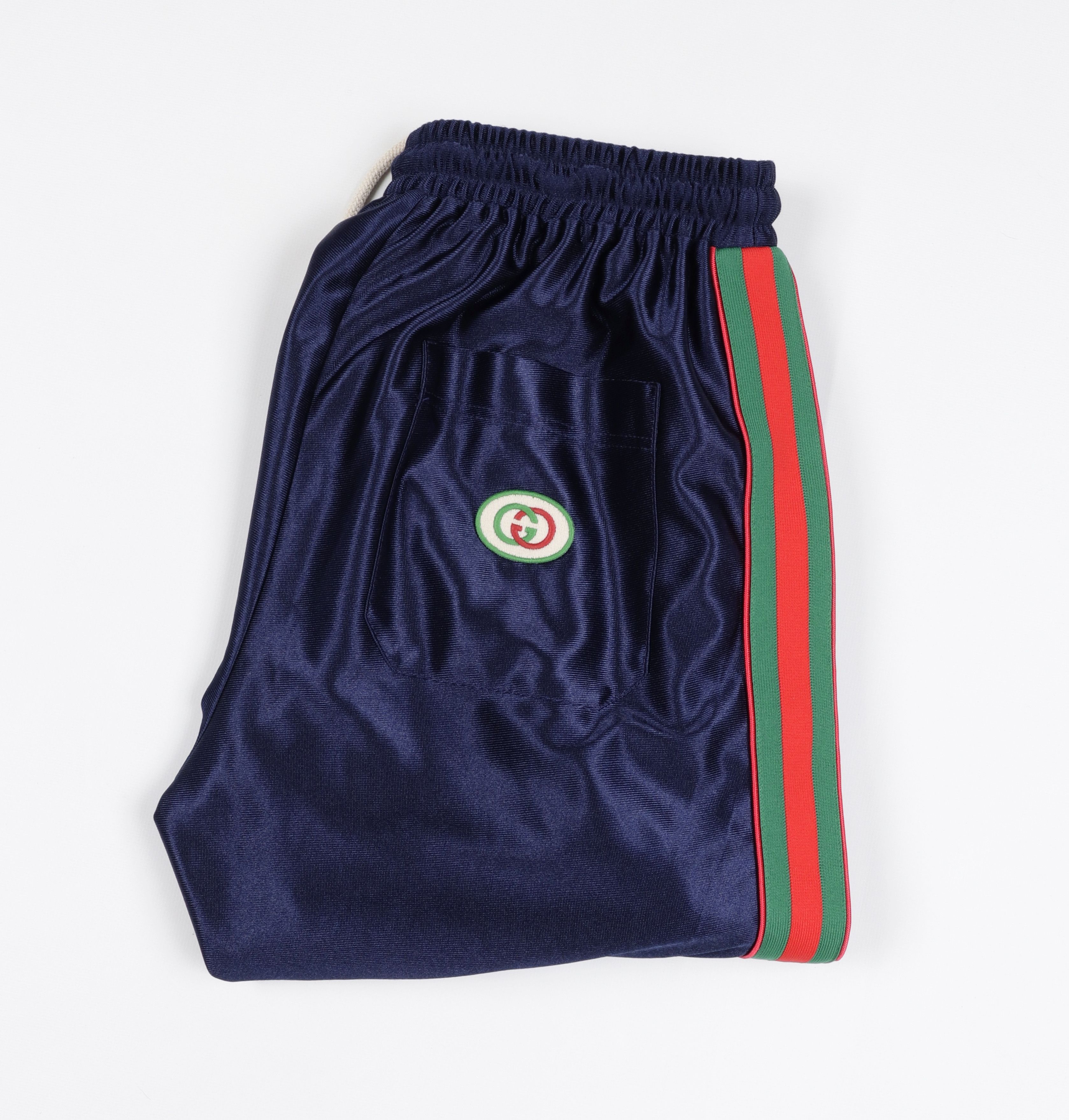 Gucci Gucci Size S Navy Blue Shiny Jersey Sweatpants Web GG Logo Size US 30 / EU 46 - 10 Thumbnail