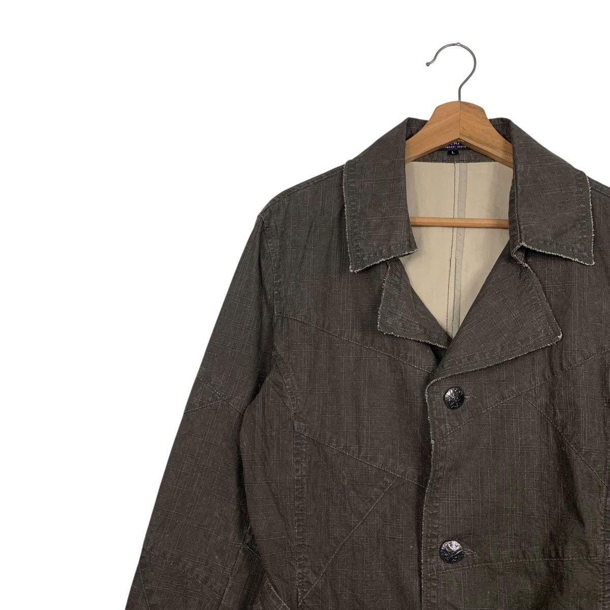 In The Attic IN THE ATTIC Cotton Crosshatch Belted Coat Jacket #2784-C126 Size L / US 10 / IT 46 - 3 Thumbnail