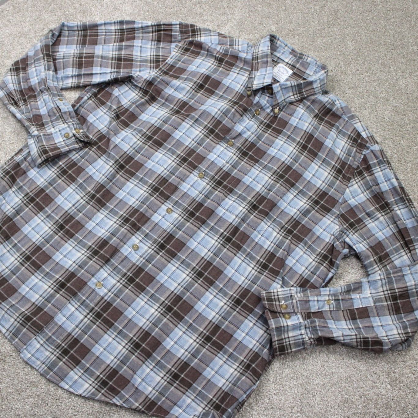 Brooks Brothers Brooks Brothers Regent Fit Shirt Mens 2XL XXL Button-Down Blue/Brown Plaid Long Sleeve Casual Formal Workwear 1818 Mens Clothing Size US XXL / EU 58 / 5 - 3 Thumbnail