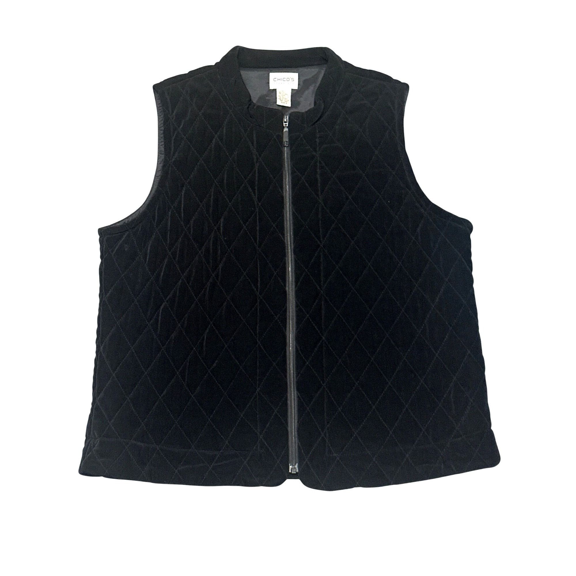 Chicos Chicos Travelers Size 3 Black Quilted Zip Front Vest Diamond Size L / US 10 / IT 46 - 10 Thumbnail