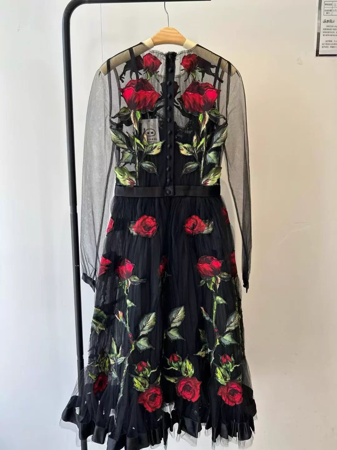 Dolce & Gabbana DG Runway Full Embroidered Tulle Dress Mint 38 Size XS / US 0-2 / IT 36-38 - 4 Thumbnail