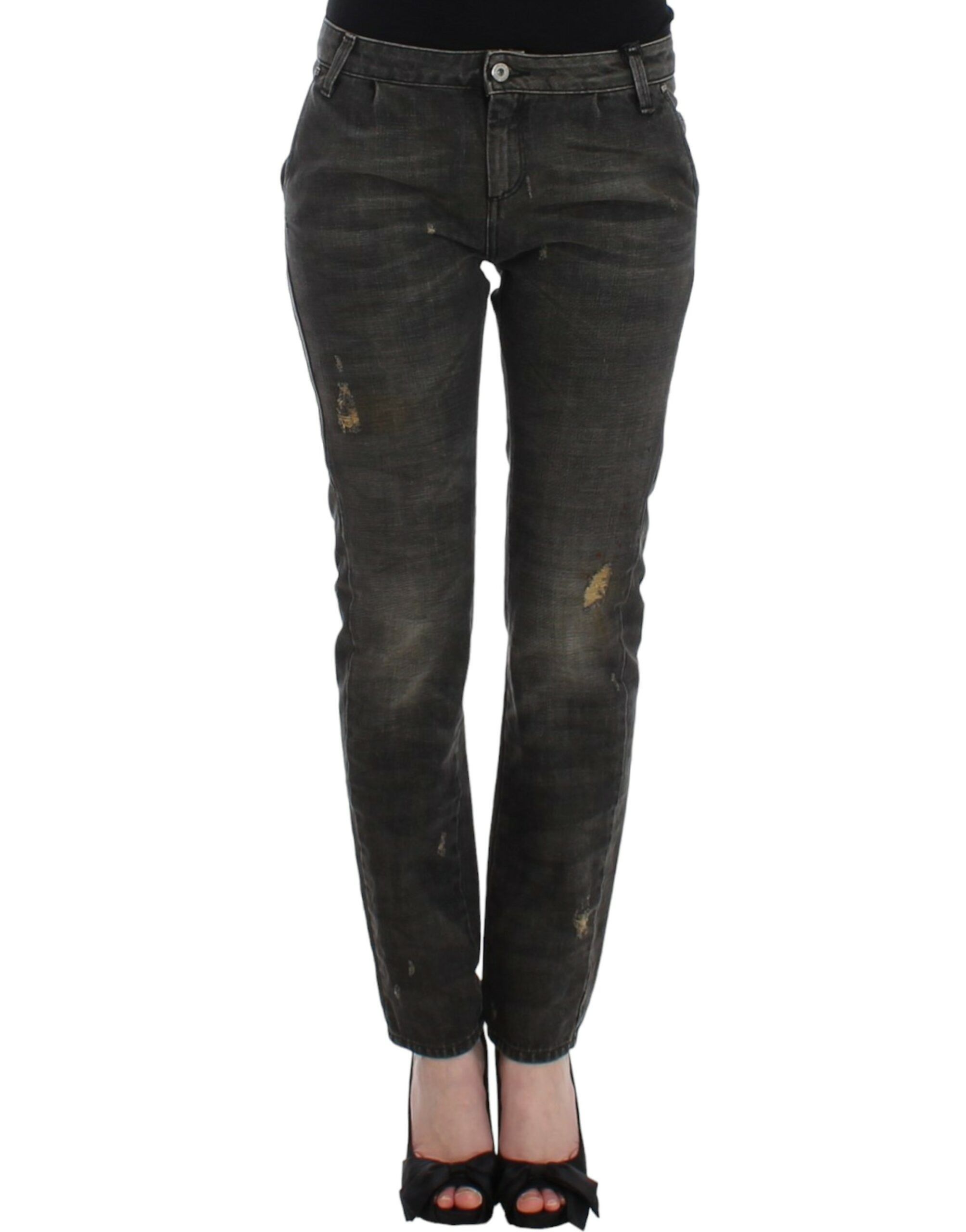 Costume National Sleek Gray Straight Leg Distressed Women's Jeans Size 26" / US 2 / IT 38 - 1 Thumbnail