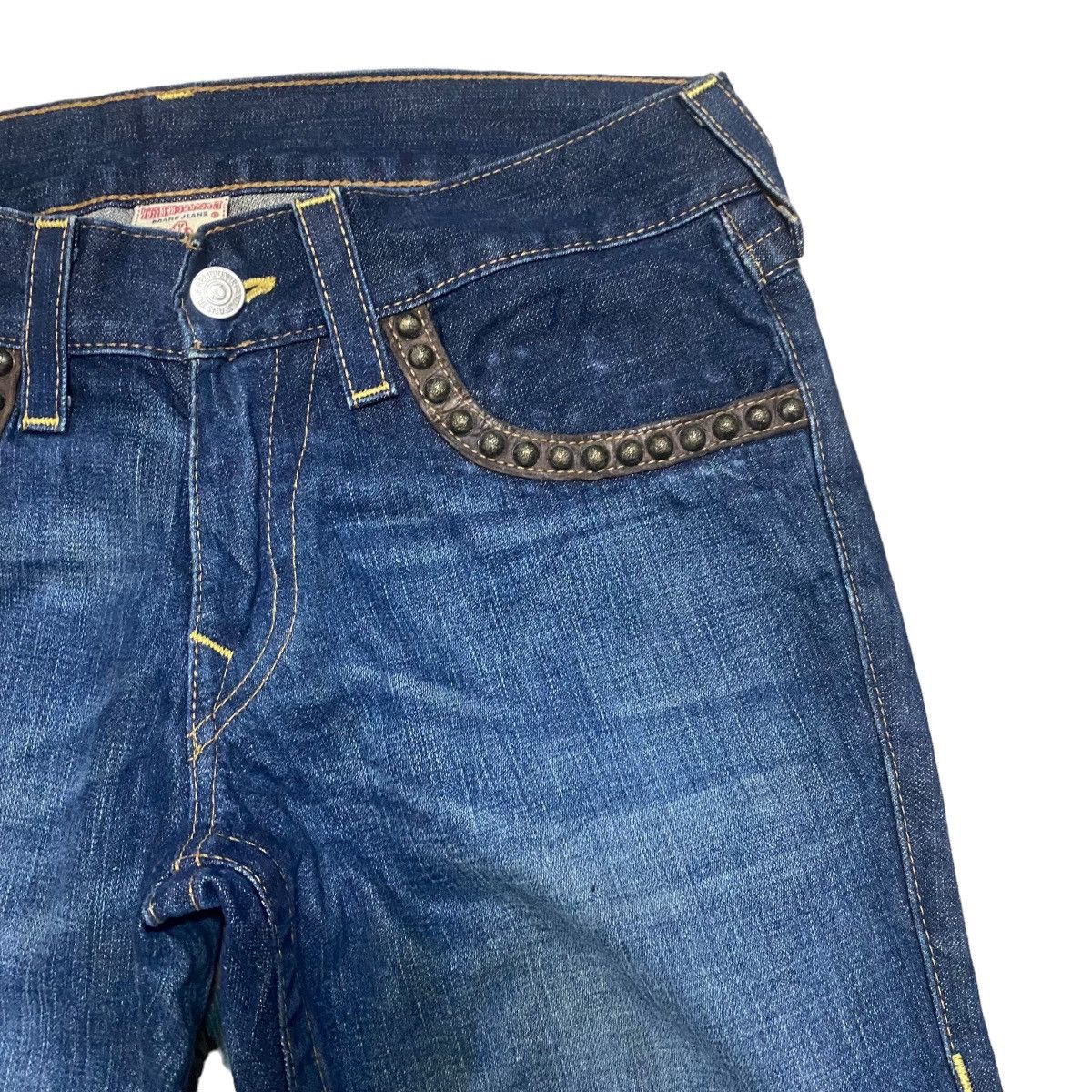 True Religion Vintage True Religion Joey Leather Flap Denim Flare Jeans Size US 31 - 5 Thumbnail