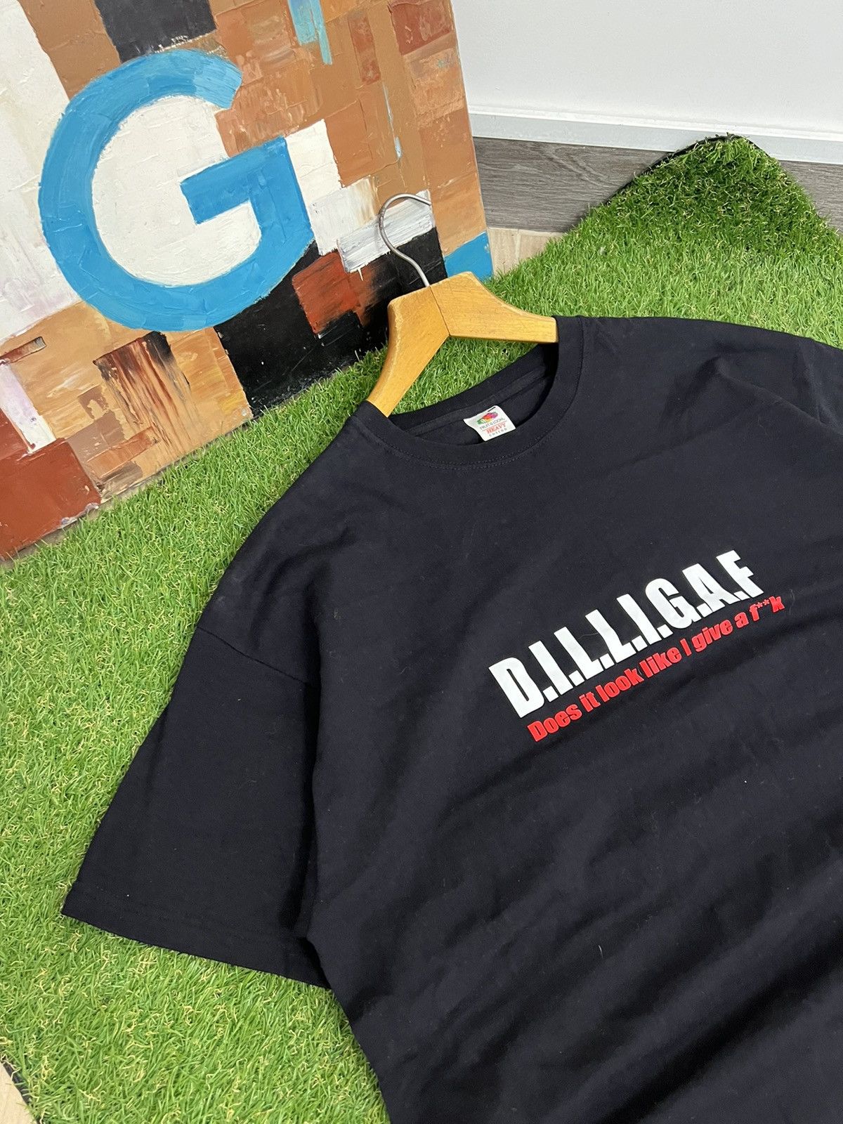 Vintage Dilligaf T-Shirt Funny Joke XL Y2K Size US XXL / EU 58 / 5 - 2 Thumbnail