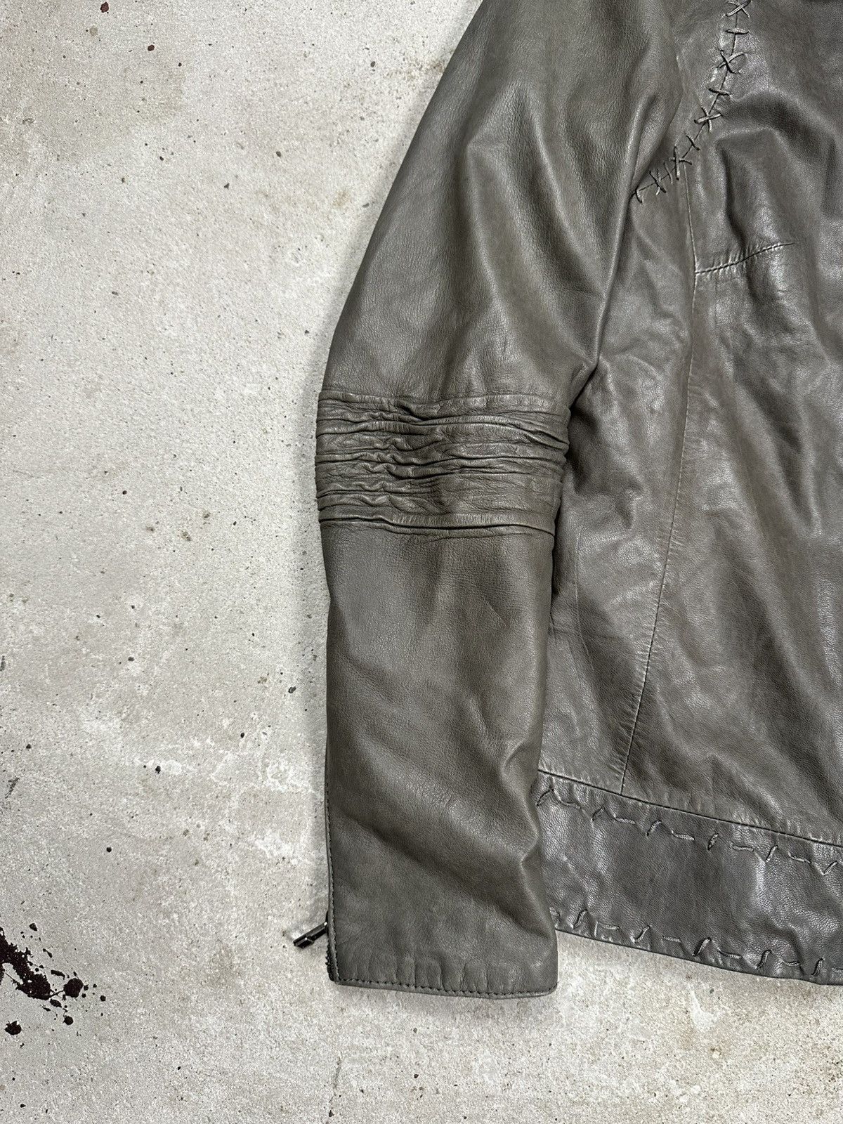 Japanese Brand Vintage Y2K Gray Genuine Leather Biker Moto Style Jacket Size XS / US 0-2 / IT 36-38 - 5 Thumbnail