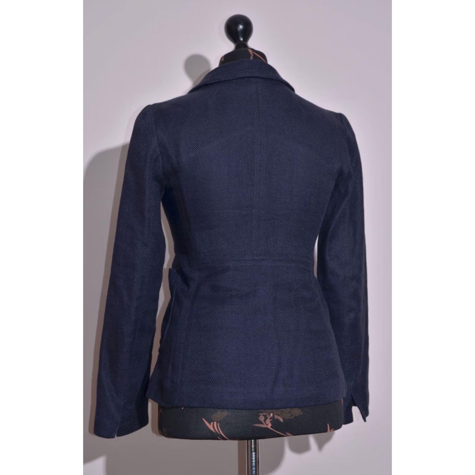 Max Mara MaxMara Navy Blue Blazer Jacket Linen Textured Single Breasted UK8 US6 Womens Blazer Jacket Linen Navy Blue 8 Short Size M / US 6-8 / IT 42-44 - 4 Thumbnail