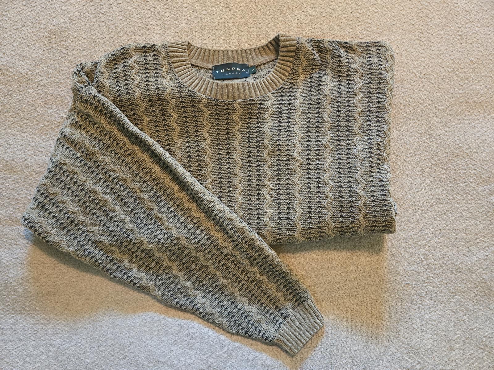 Tundra Tundra Sweater L | Textured Neutral Wave Knit Size US L / EU 52-54 / 3 - 1 Thumbnail