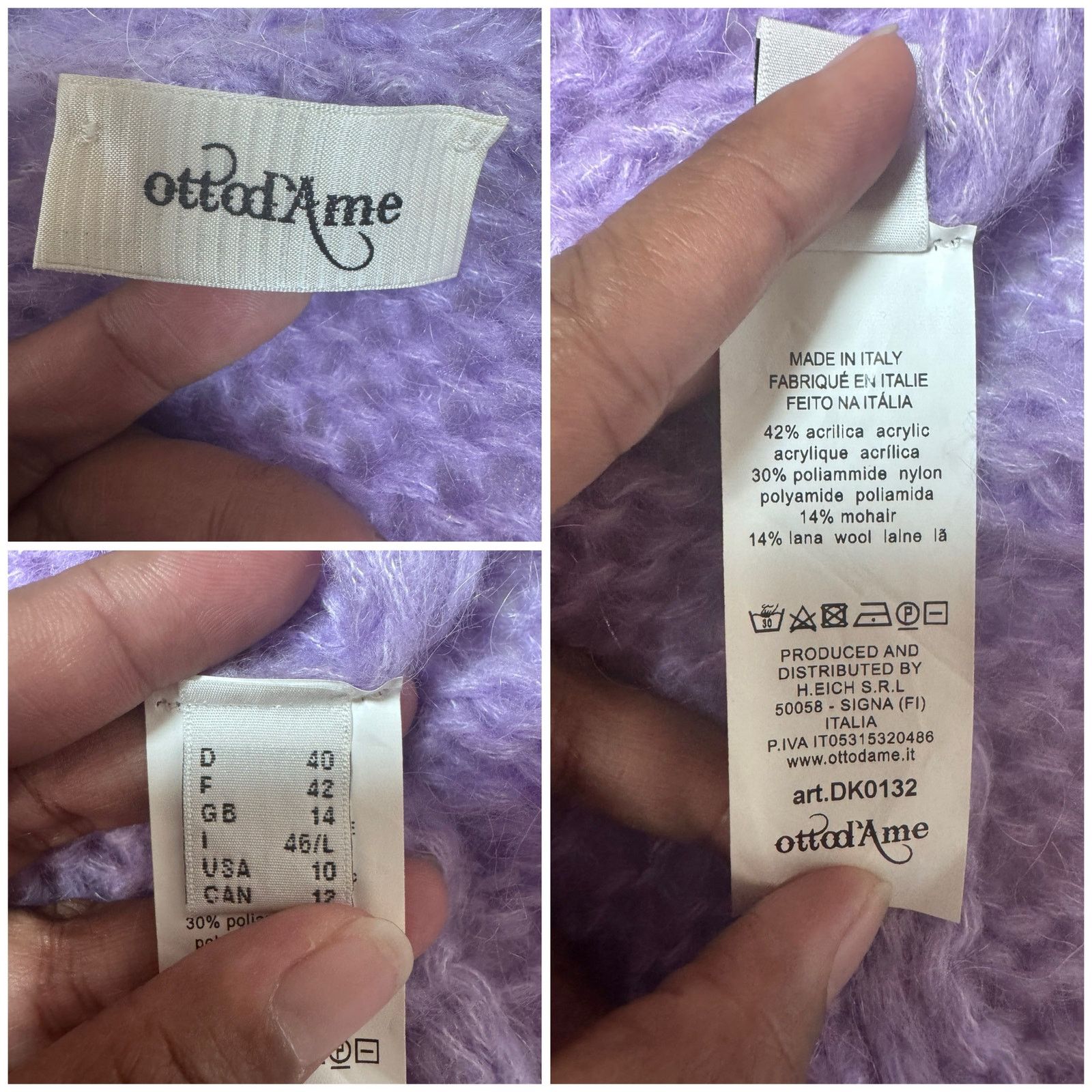Other Ottod`Ame Knit Wool Blend Long Cardigan Lavander RARE Size L / US 10 / IT 46 - 9 Thumbnail
