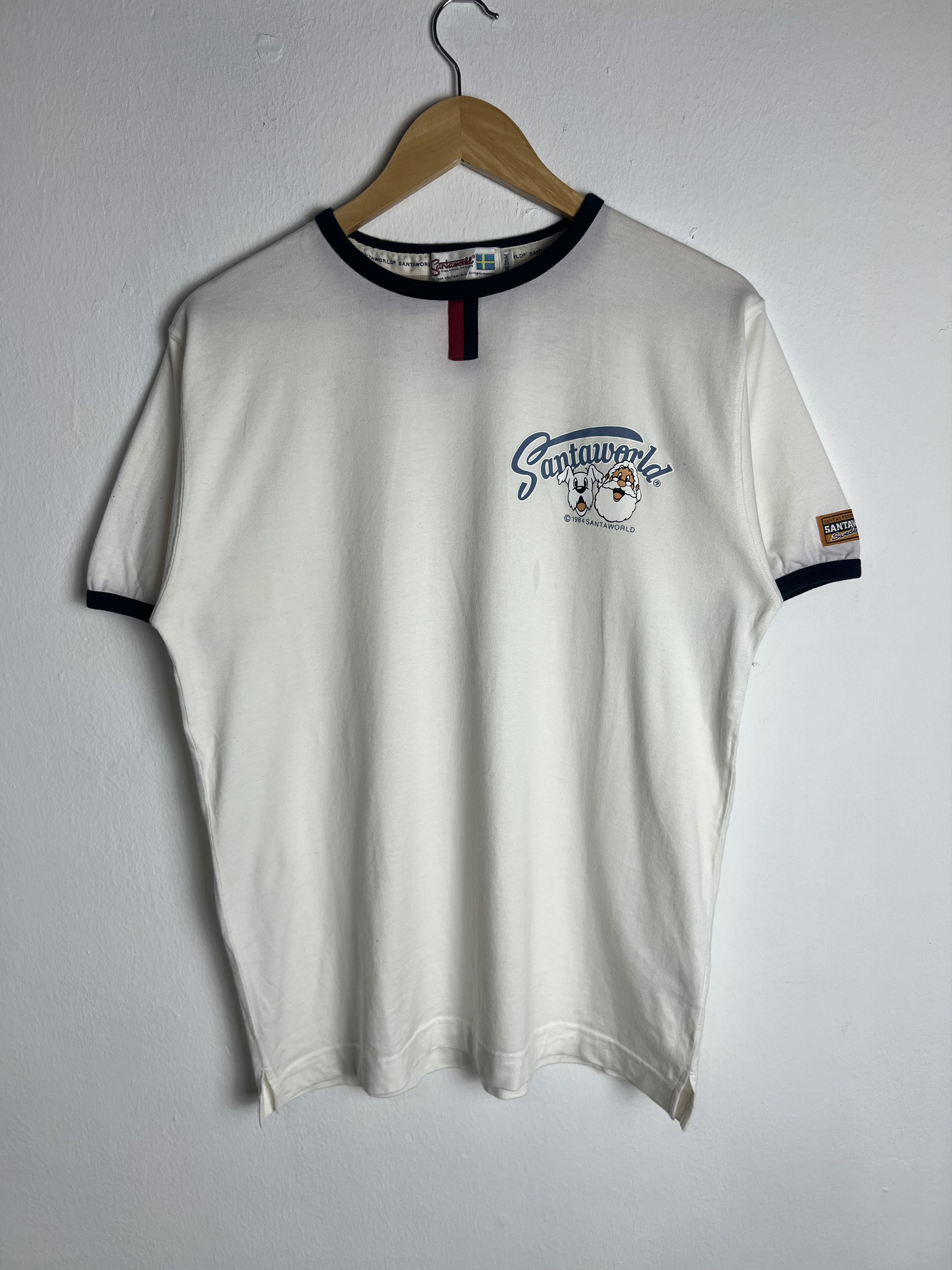Vintage Santa World Ringer White Tee Size US M / EU 48-50 / 2 - 1 Thumbnail