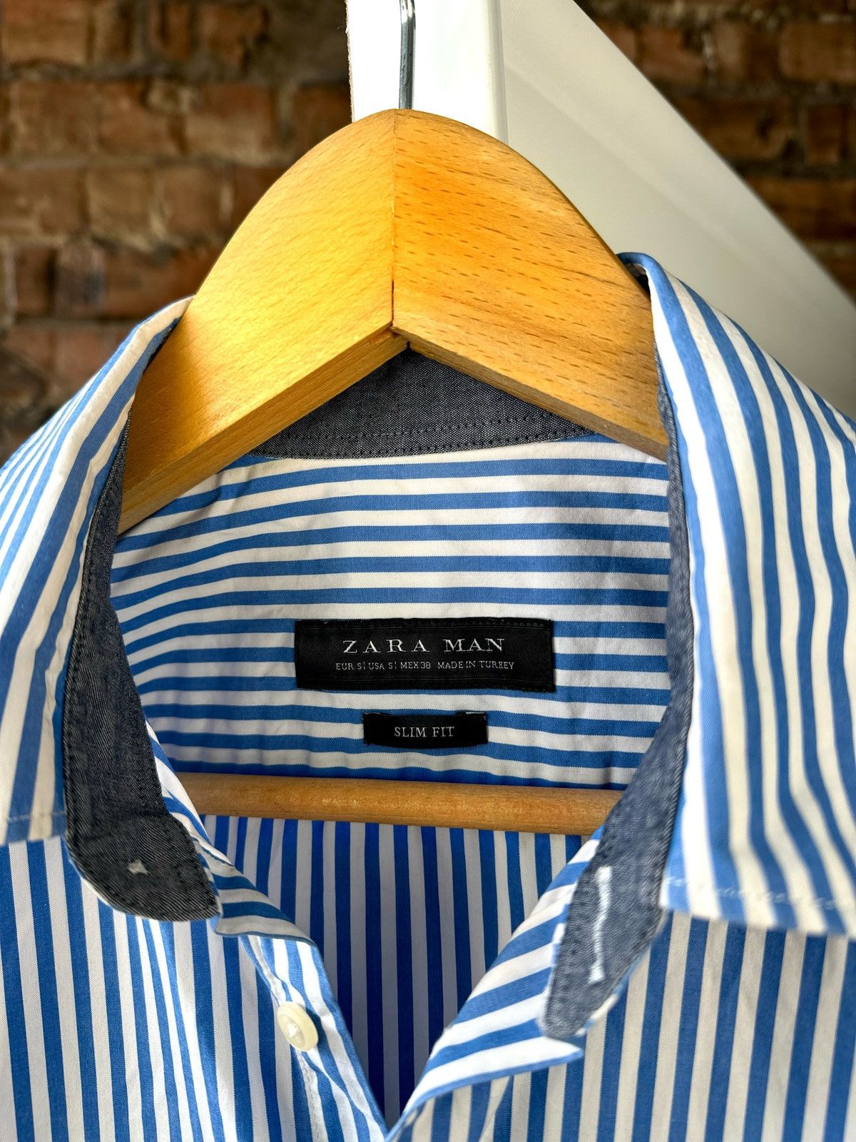 Zara ZARA Men’s Stripped Shirts Button Up Blue Size: S Size US S / EU 44-46 / 1 - 4 Thumbnail