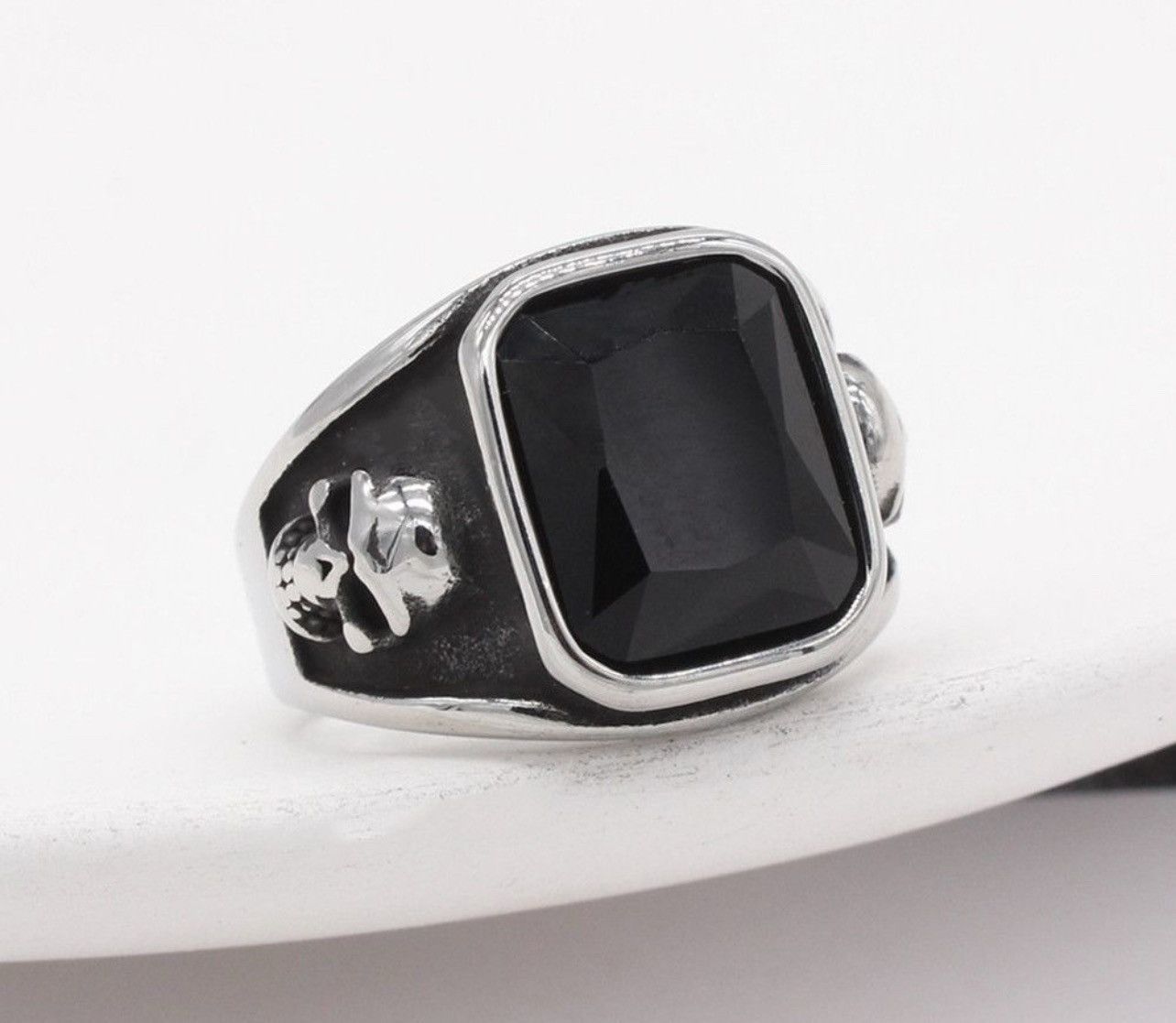 Jewelry Retro Personality Black Stone Ring Size ONE SIZE - 3 Thumbnail