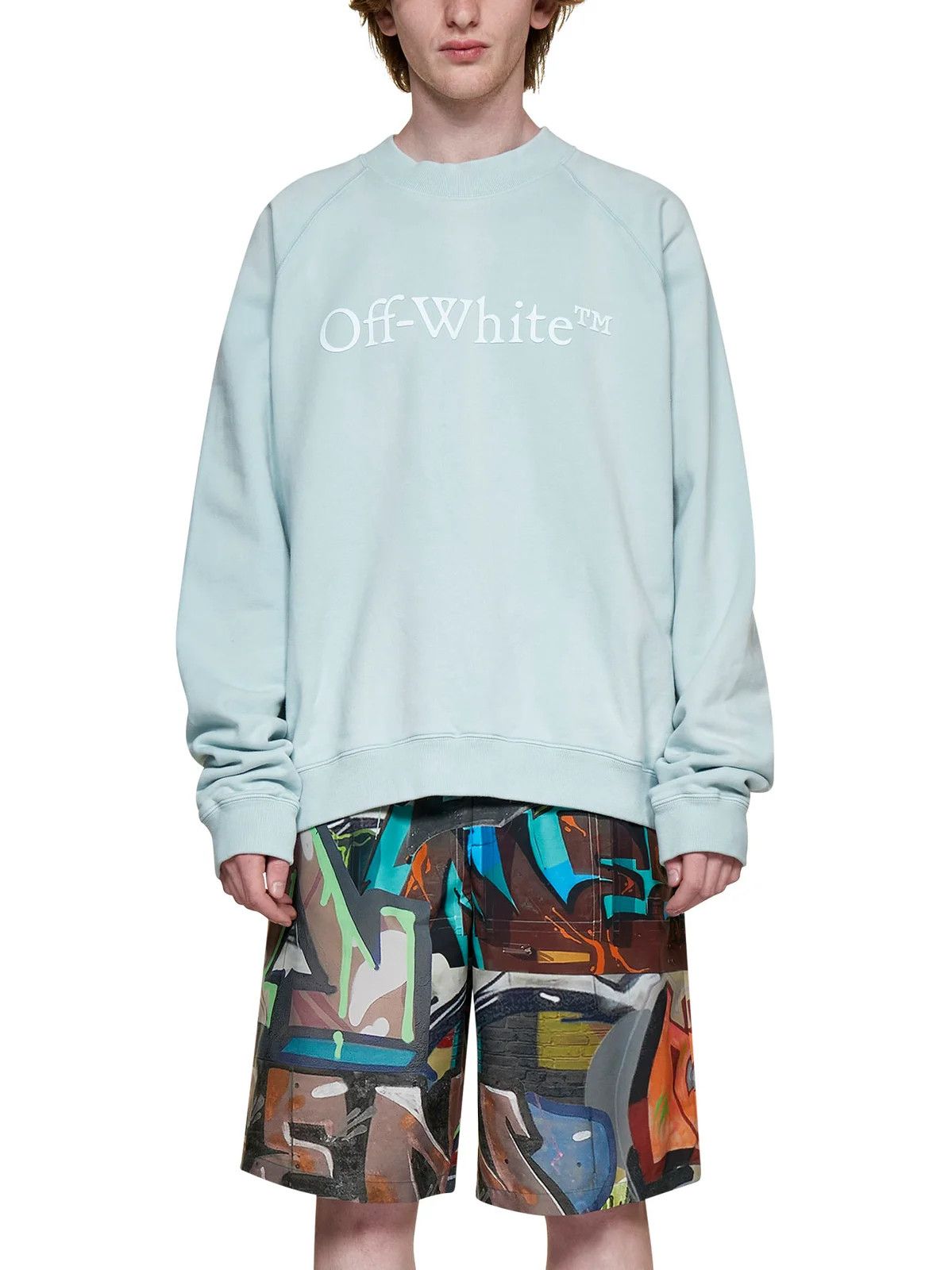 Off-White o1y0325 Logo Crewneck Sweatshirt in Sky Blue Size US S / EU 44-46 / 1 - 4 Thumbnail