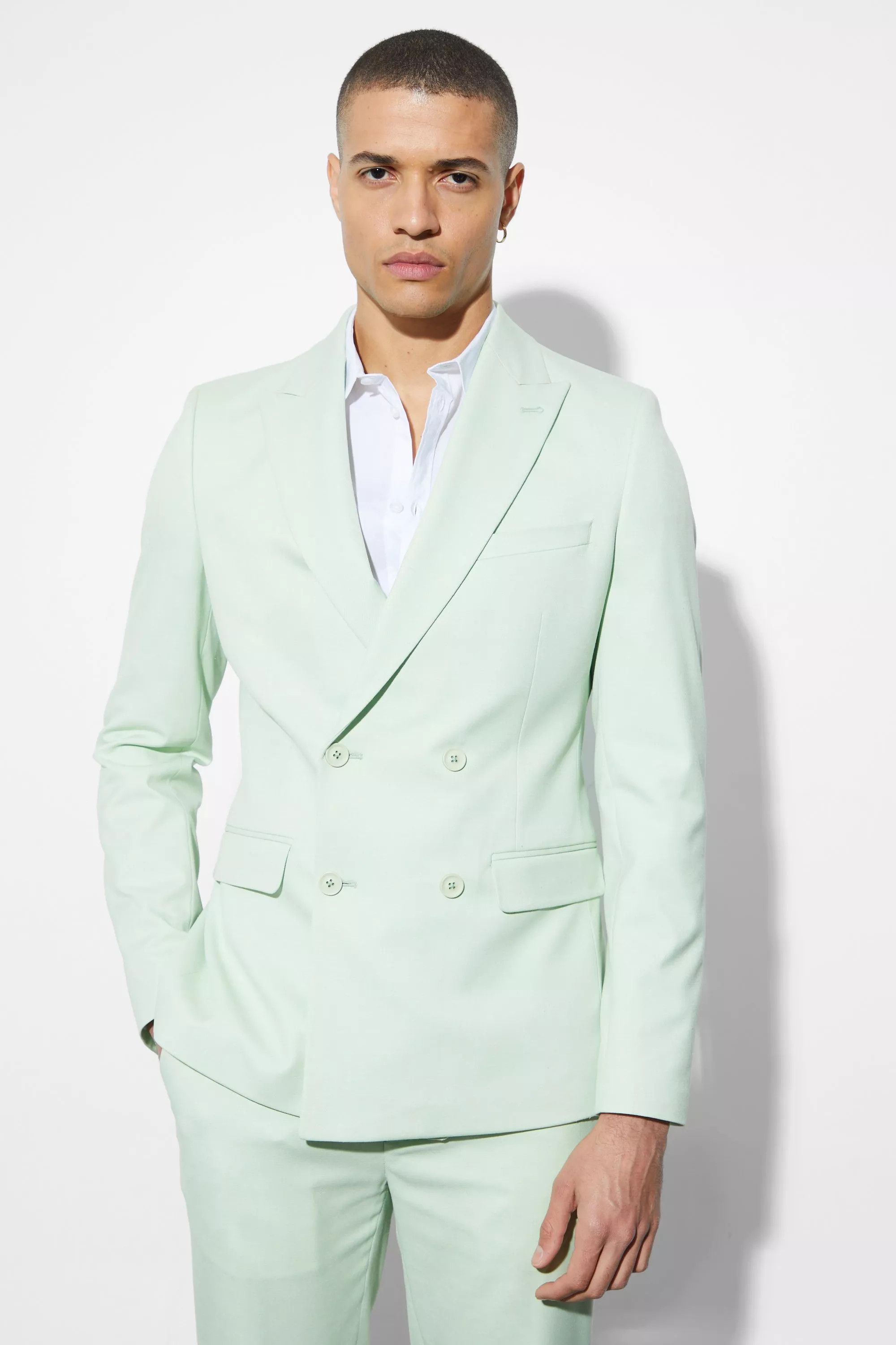 o1loc1c0424 JLXP02 Double Breasted Jacket in Light Green