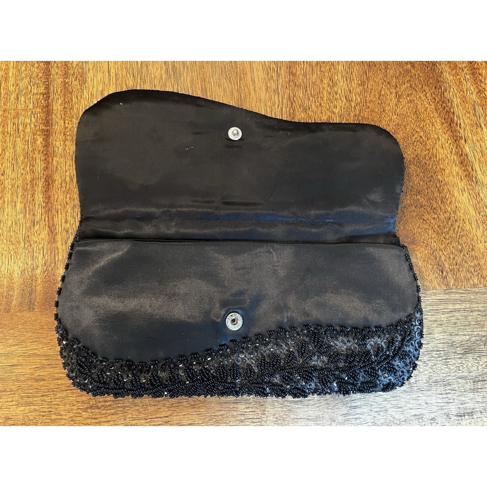 Handmade VTG Handmade Hong Kong Evening Bag Clutch Black Beaded Size ONE SIZE - 7 Thumbnail