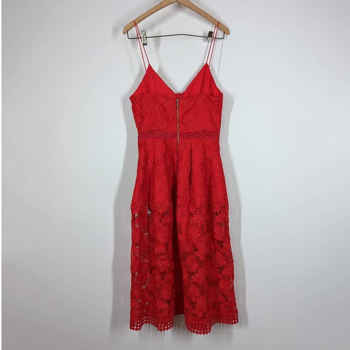 NICHOLAS NICHOLAS Rouleau Red Lace Sleeveless V-Neck Midi Dress 6 Size M / US 6-8 / IT 42-44 - 2 Thumbnail