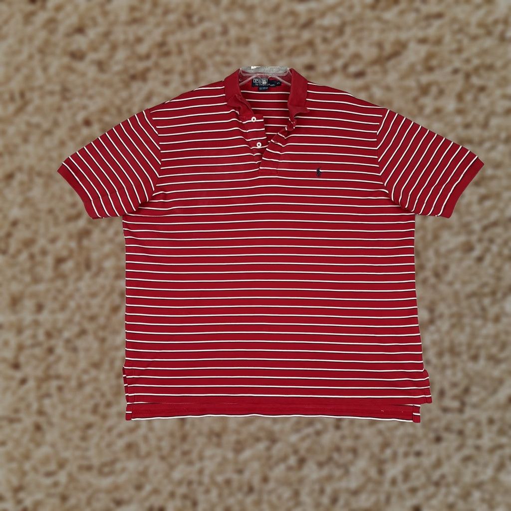 Polo Ralph Lauren VINTAGE Polo Ralph Lauren Polo Shirt Mens XL Red Striped Cotton Logo Casual Size US XL / EU 56 / 4 - 1 Thumbnail