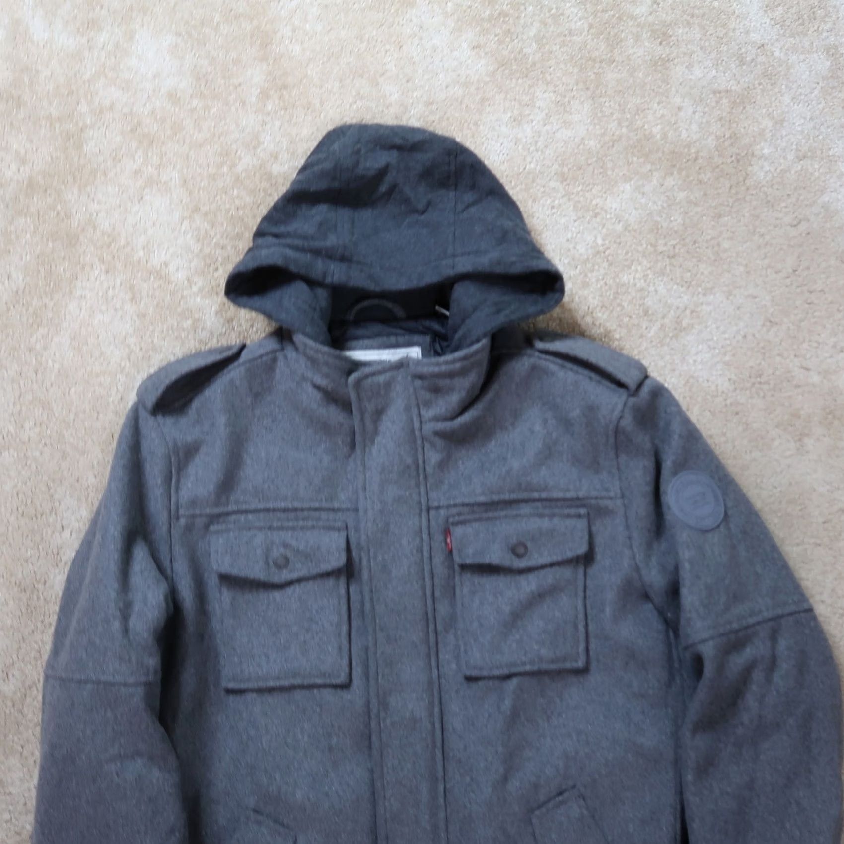 Levi's VINTAGE Levi's Full Zip pea coat Men's Large Gray hooded Jacket insualted Size US L / EU 52-54 / 3 - 5 Thumbnail