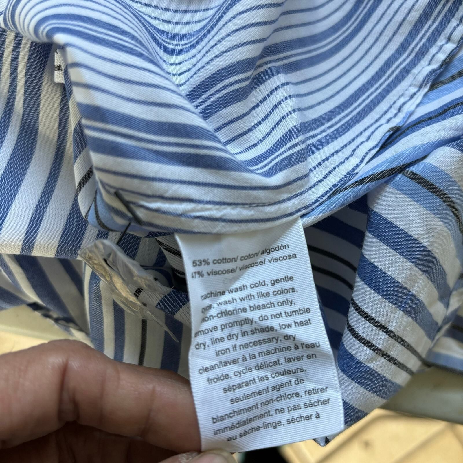 Tommy Hilfiger Tommy Hilfiger Shirt Women's XL Blue White Striped Button Do Size XL / US 12-14 / IT 48-50 - 8 Thumbnail