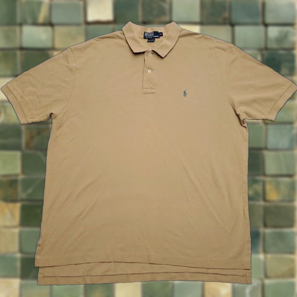 VINTAGE Polo Ralph Lauren Shirt Mens 2XL Tan 100% Cotton Outdoor Golf Casual Shirt Mens XXL Polo Ralph Lauren 100% Cotton Beige Athletic Outdoor Golf