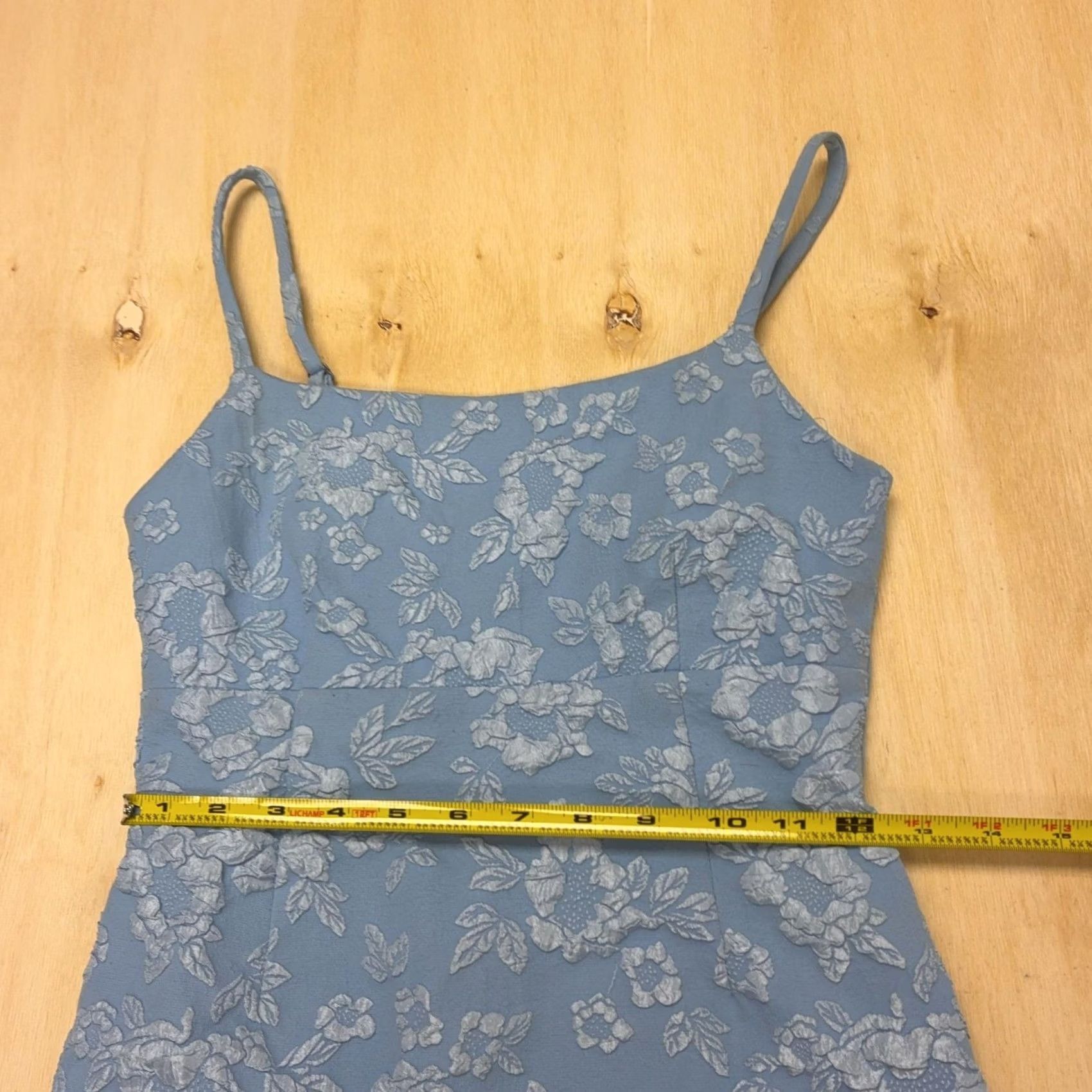 Vintage Live To Be Spoiled Dress Womens Small Blue Floral Square Neck Bodycon Slip Short Size 28" / US 6 / IT 42 - 7 Thumbnail