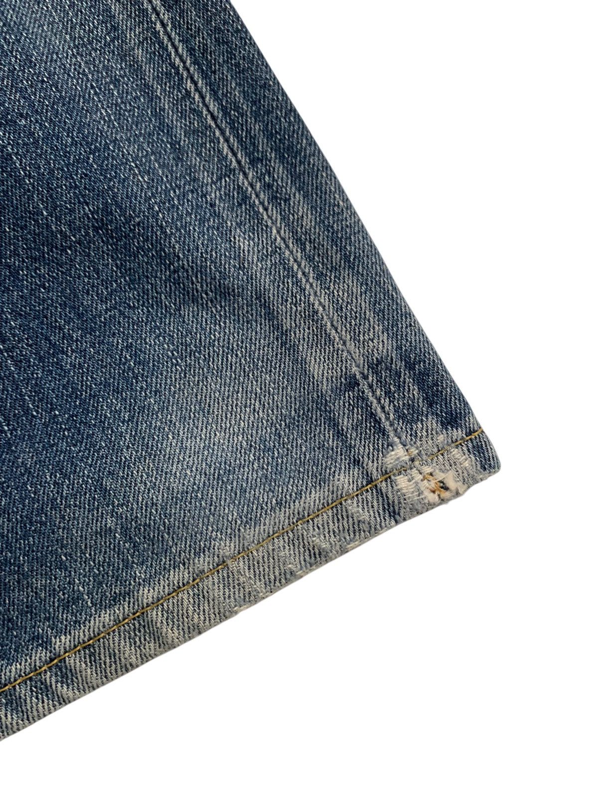 VINTAGE EDWIN 505Z SELVEDGE BUCKLE BACK DISTRESSED DENIM