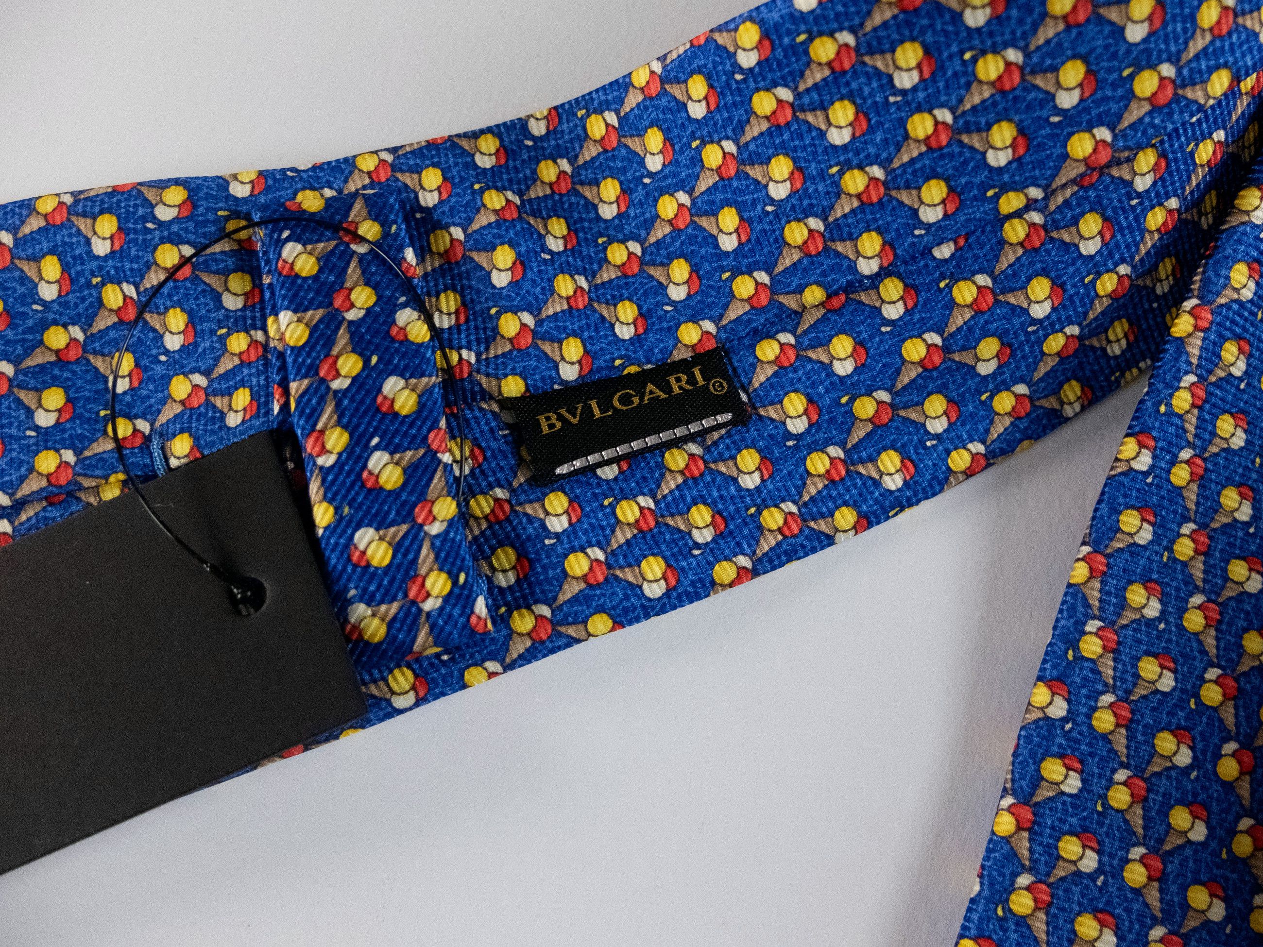 Bvlgari BULGARI hand made blue icecream print silk tie Bvlgari q Size ONE SIZE - 4 Thumbnail