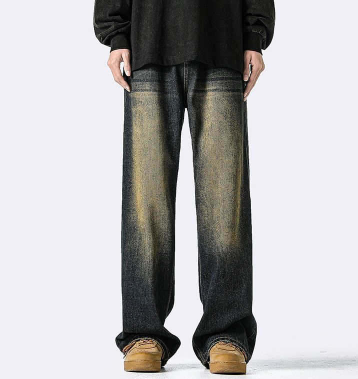 Japanese Brand Men's retro distressed washed loose straight casual jeans Size US 32 / EU 48 - 1 Thumbnail
