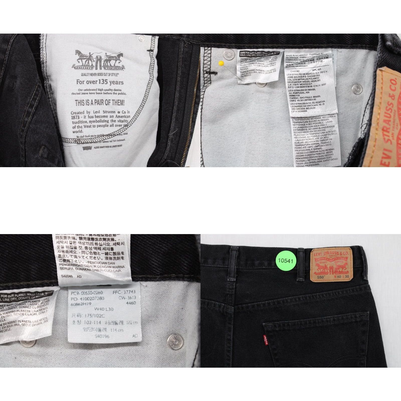 Levi's Levi's 550 Jeans Mens 40 x 30 Black Denim Cotton Casual Relaxed Work Wear Tapered Size US 40 / EU 56 - 8 Thumbnail