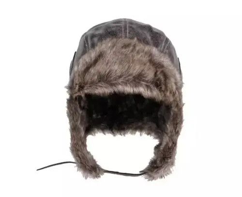 Other Russian Style Grey Faux Leather Fur Winter Hat Size ONE SIZE - 3 Thumbnail