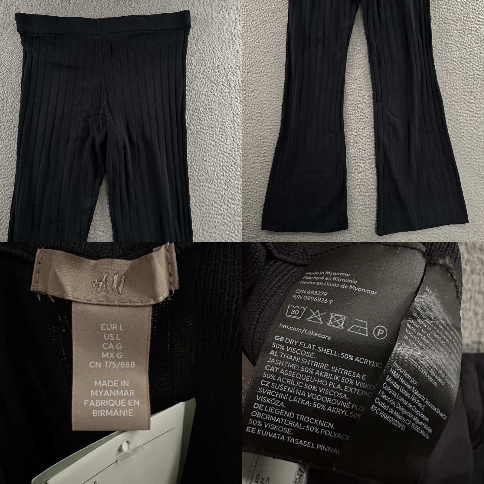H&M H&M Womens Pants Blue Size Large High Rise Flared Ribbed Pull On Acrylic Blend Size 24" / US 00 / IT 34 - 9 Thumbnail
