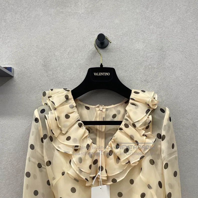 Valentino Valentino Light beige polka dot organza dress Size S / US 4 / IT 40 - 4 Thumbnail
