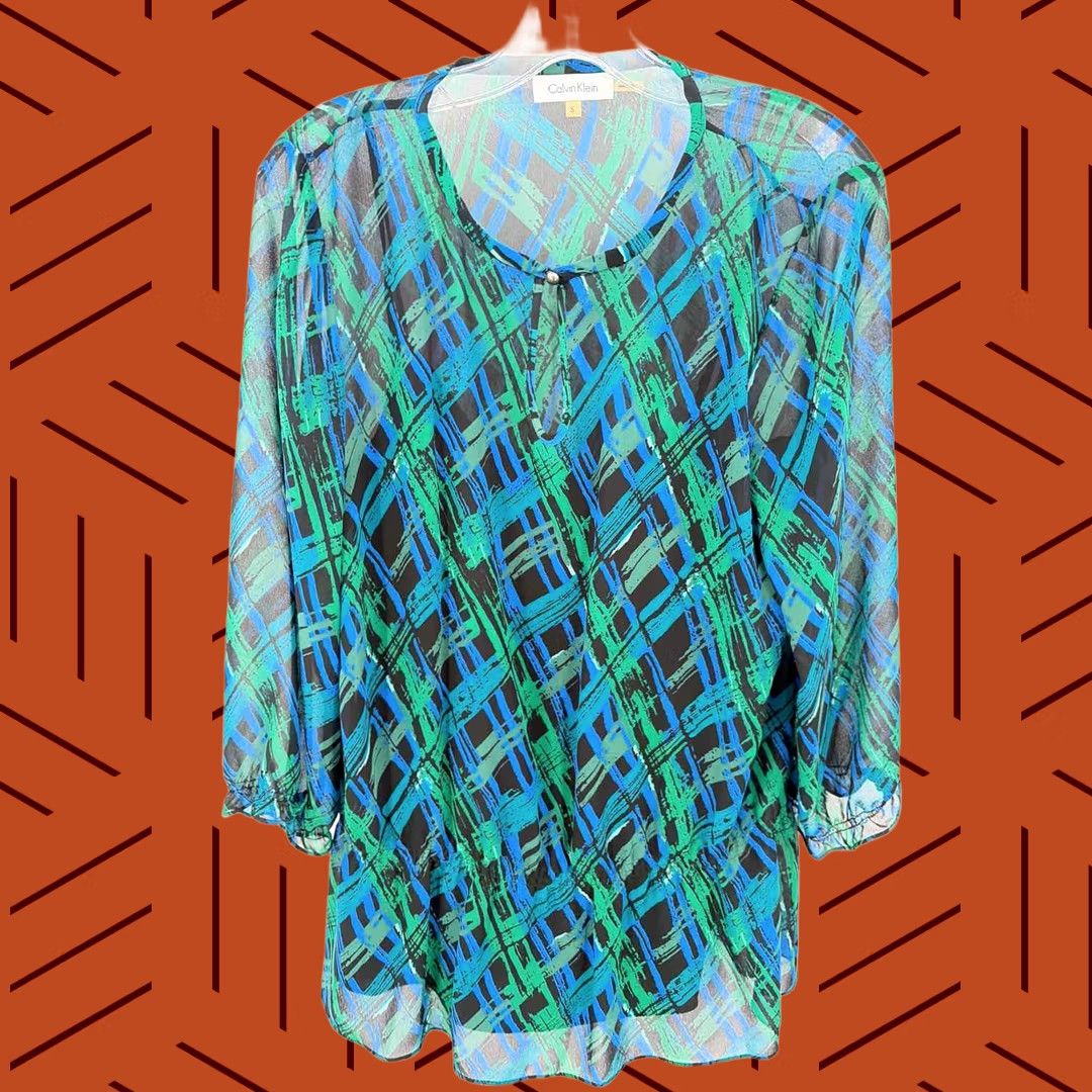 Calvin Klein Calvin Klein Blouse Green Small Regular Womens Size S / US 4 / IT 40 - 1 Thumbnail