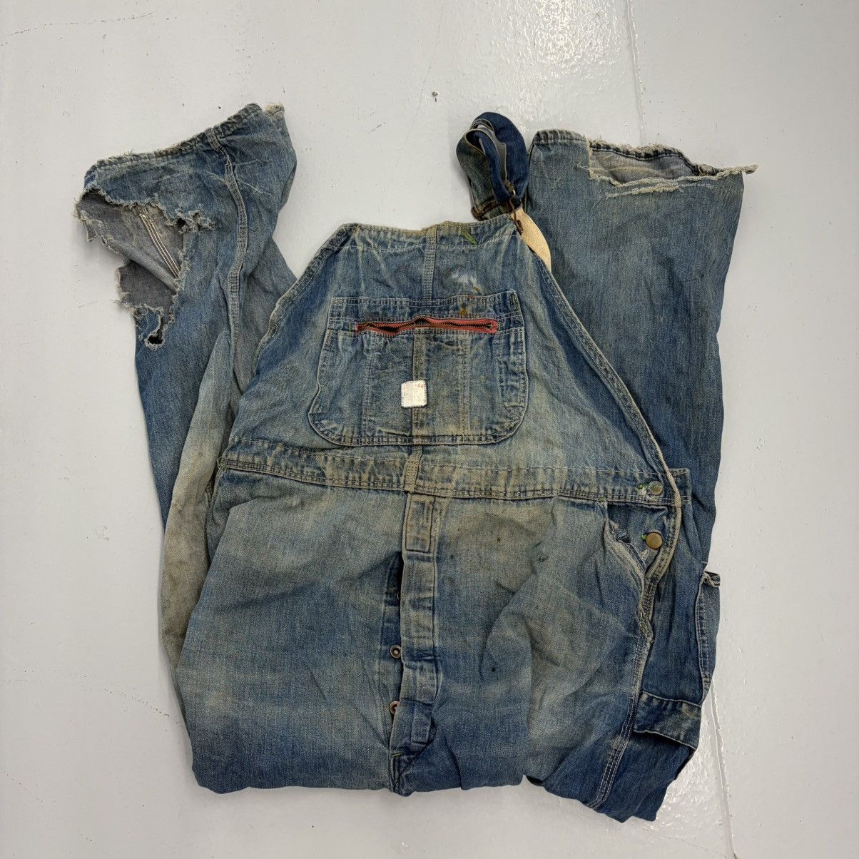 Other Vintage 50s Pointer Brand Distressed Denim Overalls 46x31 Size US 44 / EU 60 - 1 Thumbnail