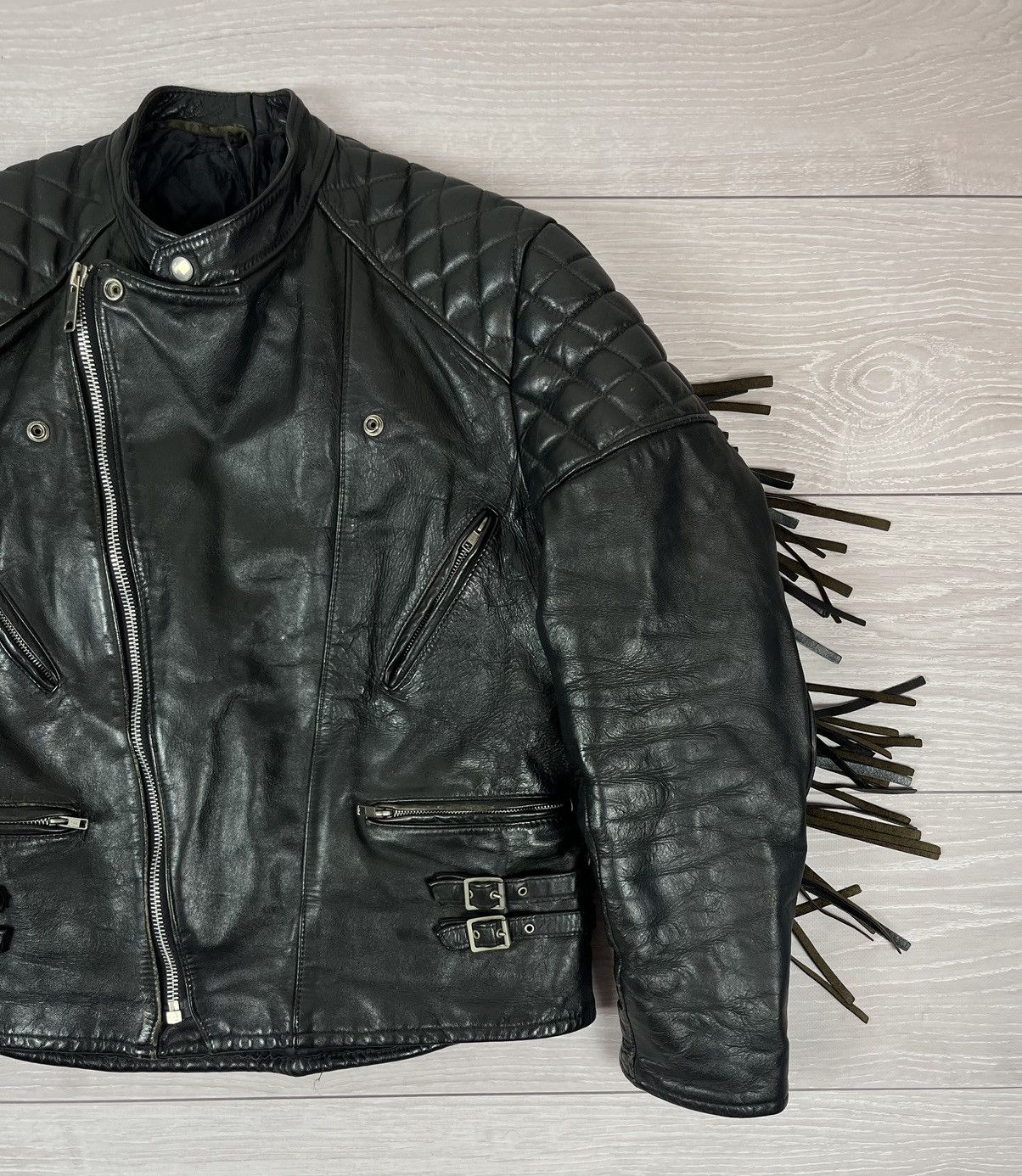 Genuine Leather Vintage Avante Garde Black Leather Biker Jacket L Size Size US L / EU 52-54 / 3 - 4 Thumbnail