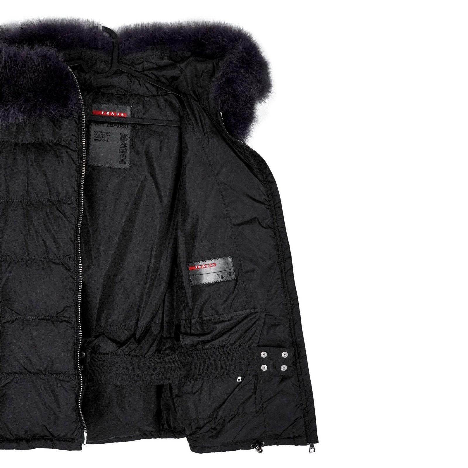 Prada Prada Black Nylon Fox Fur Hooded Womens Down Puffer Jacket Size XS / US 0-2 / IT 36-38 - 11 Thumbnail
