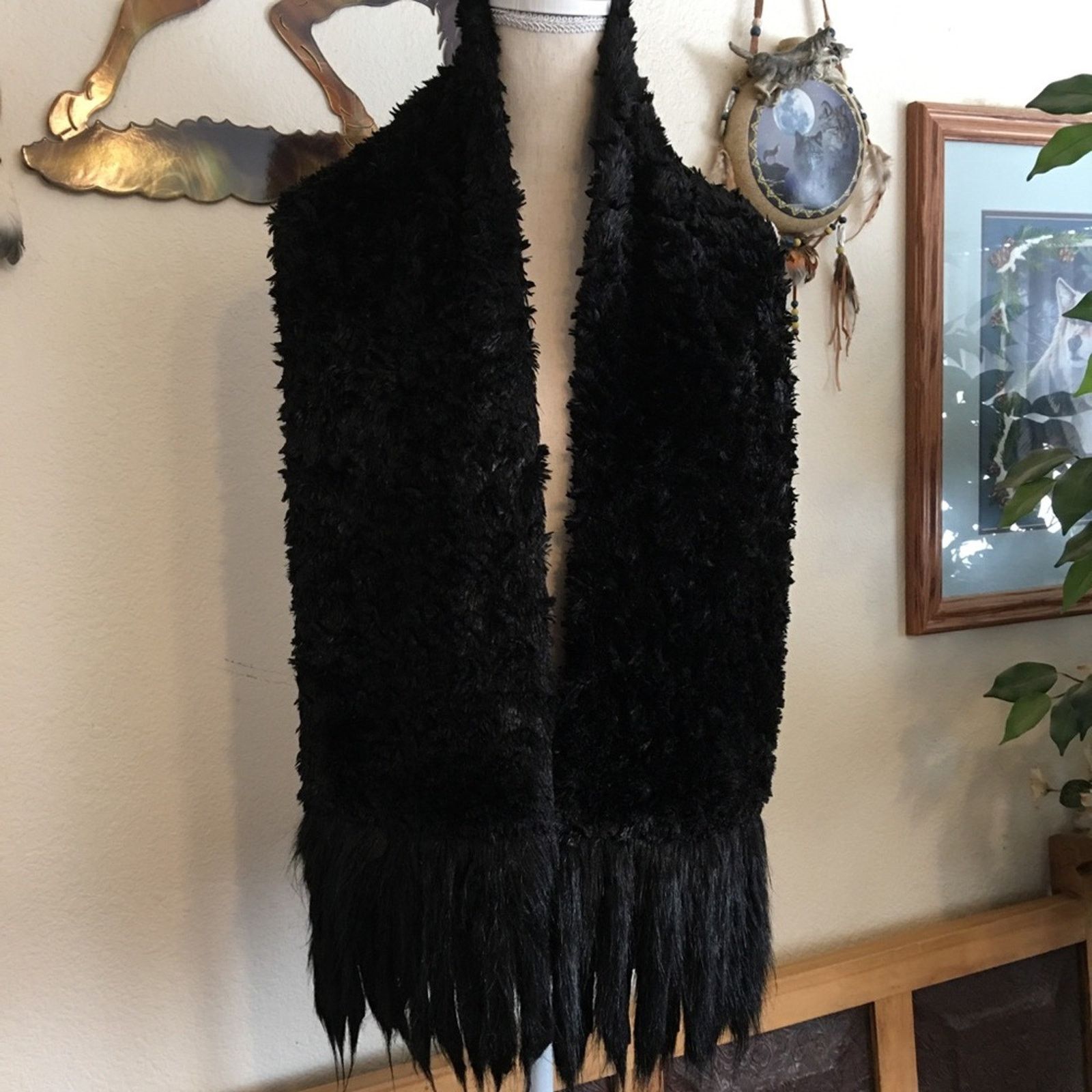 Other Adrienne Landau black faux fur scarf wrap fringe Size ONE SIZE - 3 Thumbnail