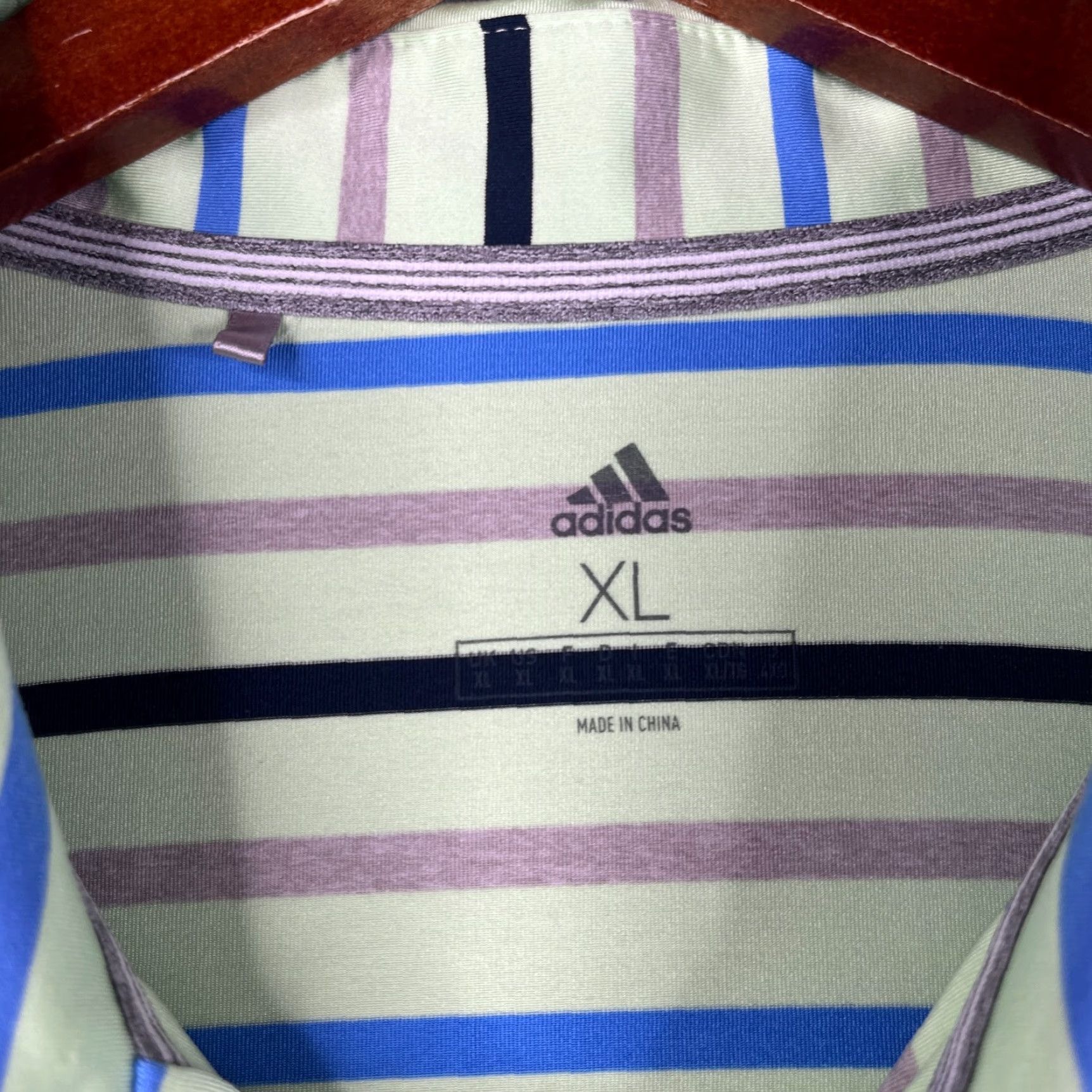 Adidas Adidas Polo Shirt Mens XL Green Gray Blue Striped Performance Golf Stretch Shirt Mens XL Green Gray Blue Striped Adidas Golf Polo Golf Polo Shirt Size US XL / EU 56 / 4 - 5 Thumbnail