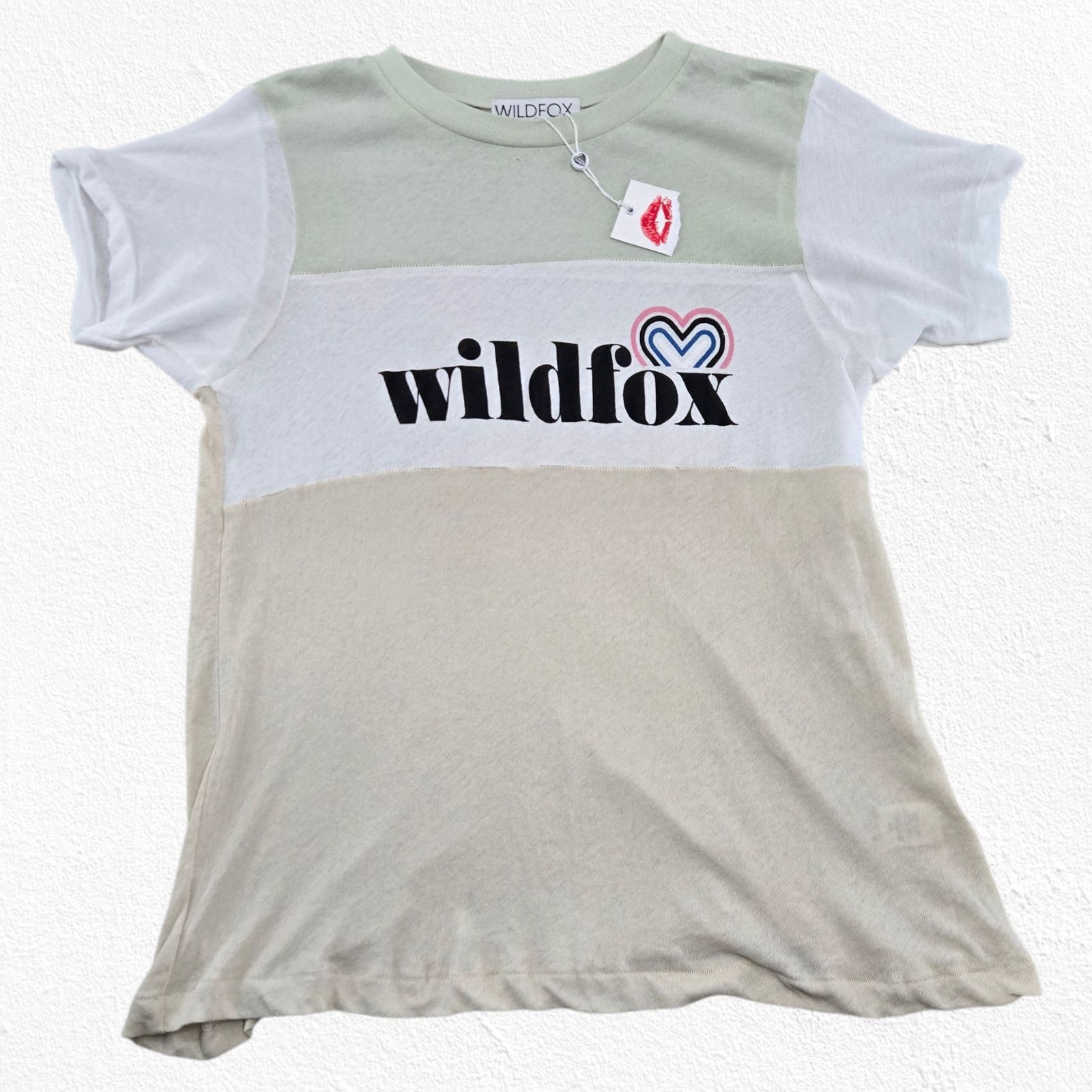 Wildfox Wildfox Colorblock Heart Logo Semi-Sheer T-Shirt Size XS Size XS / US 0-2 / IT 36-38 - 2 Thumbnail