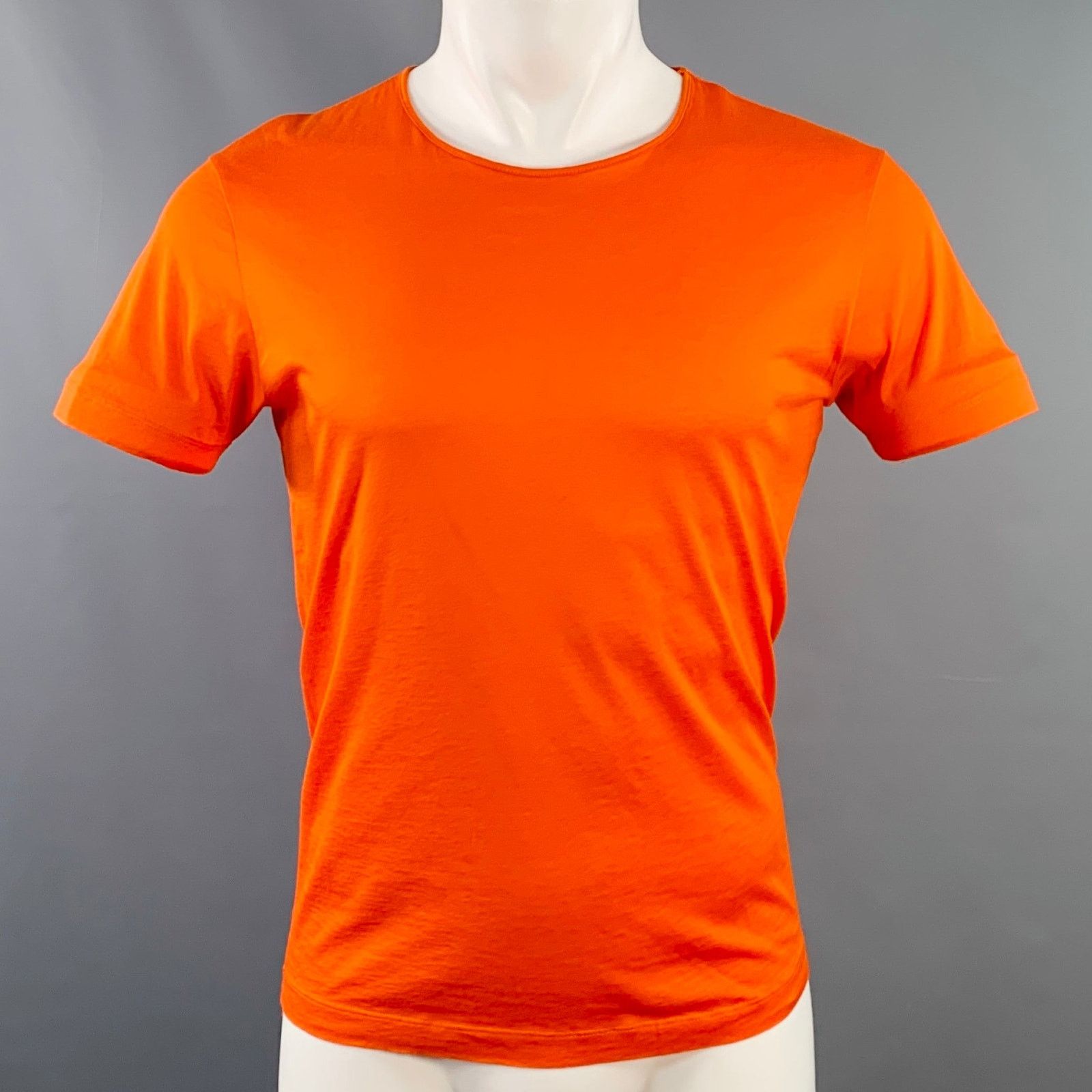 Size S Orange Rust Jersey Cotton Scoop Neck T-shirt