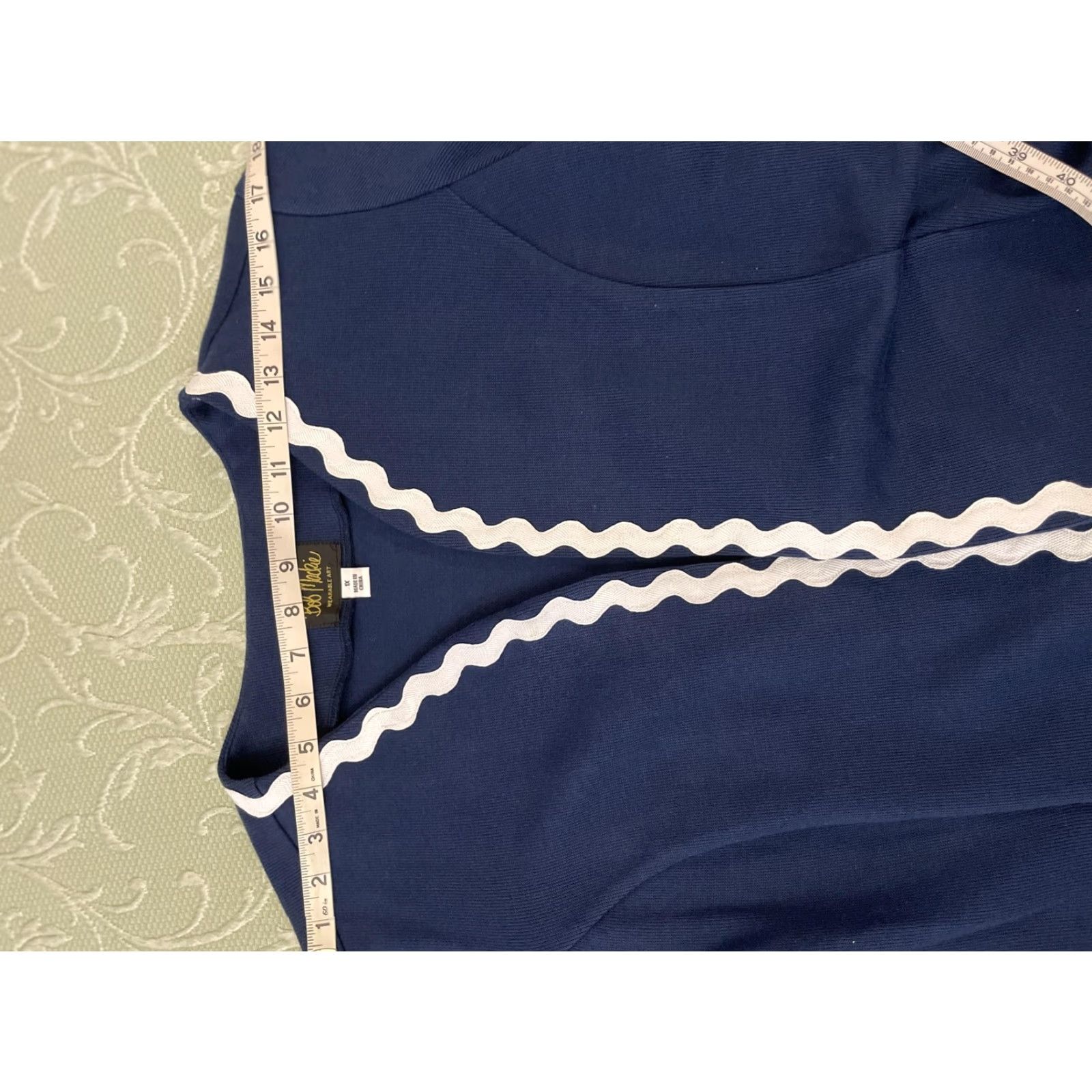 Bob Mackie VINTAGE Bob Mackie Jacket Womens 1X Navy Blue Open Front Wearable Art Pockets Trim Size XL / US 12-14 / IT 48-50 - 5 Thumbnail
