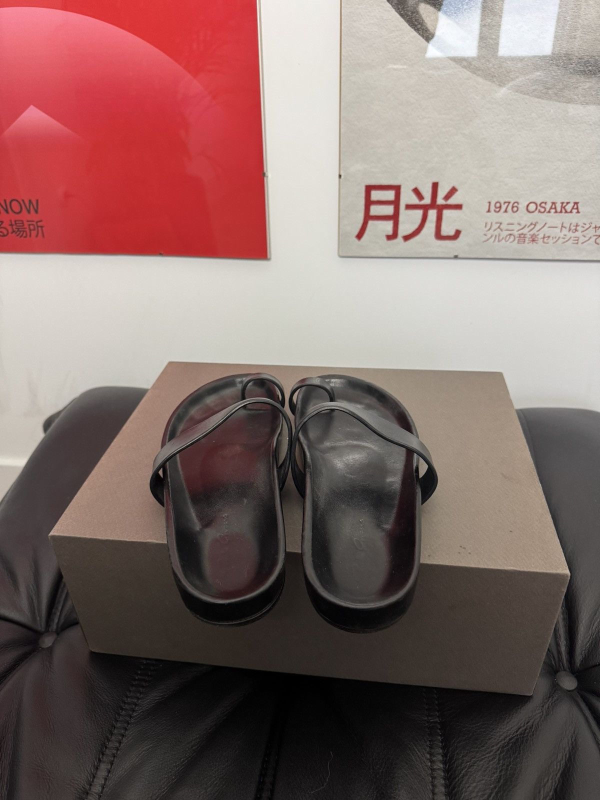 Rick Owens RICK OWENS Slides Sandals Black Leather Mainline Designer Size US 7 / EU 40 - 5 Thumbnail