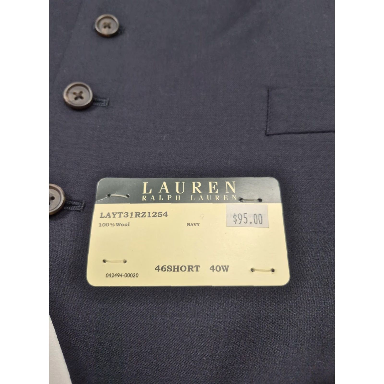 Ralph Lauren VINTAGE Lauren Ralph Lauren Suit Vest Mens 46 Navy Blue 100% Wool Belted NWT Size 46R - 3 Thumbnail