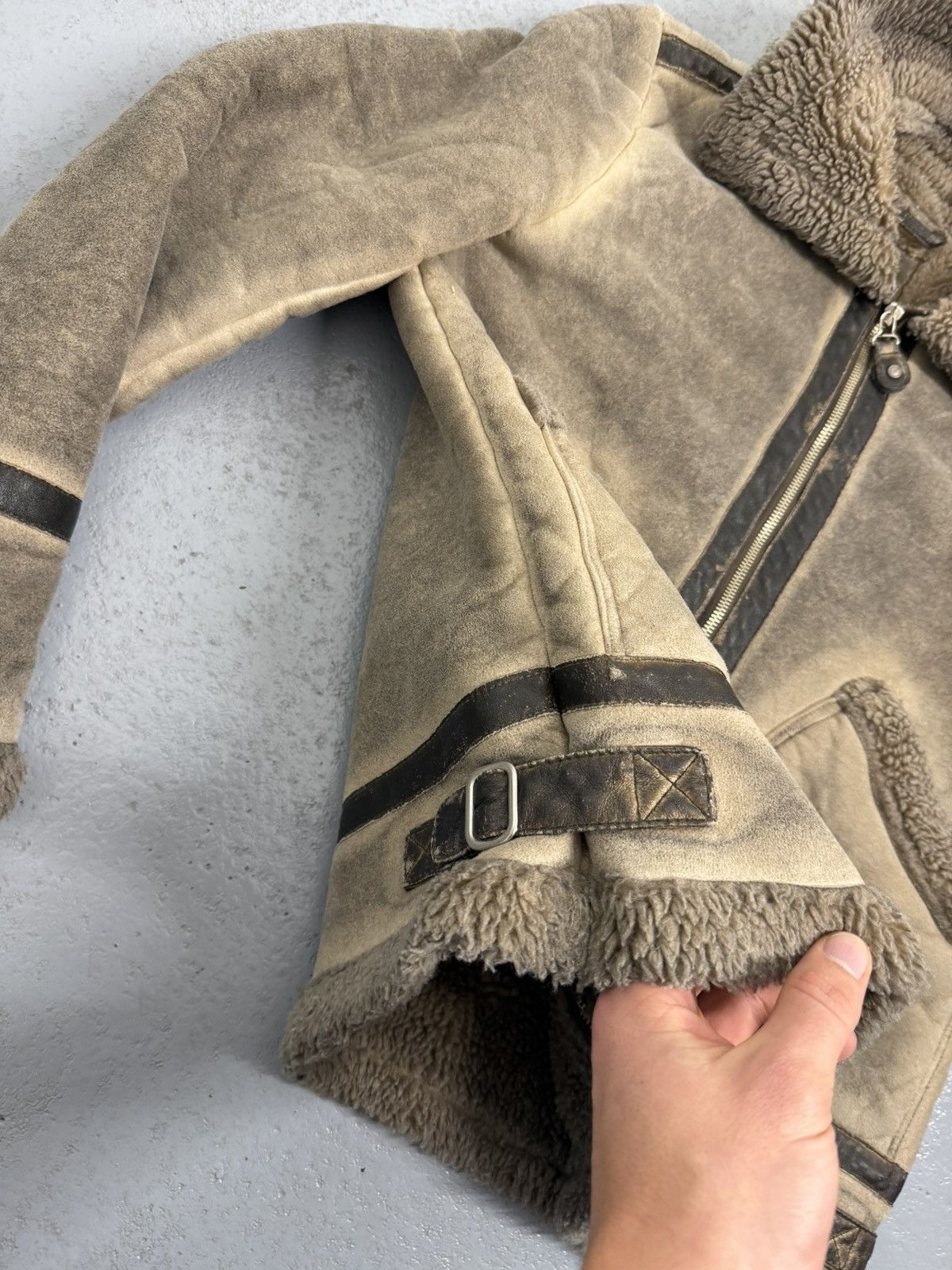 Diesel Vinatge 00s Diesel Lambskin Sherpa Long Neck Jacket Size L / US 10 / IT 46 - 8 Thumbnail